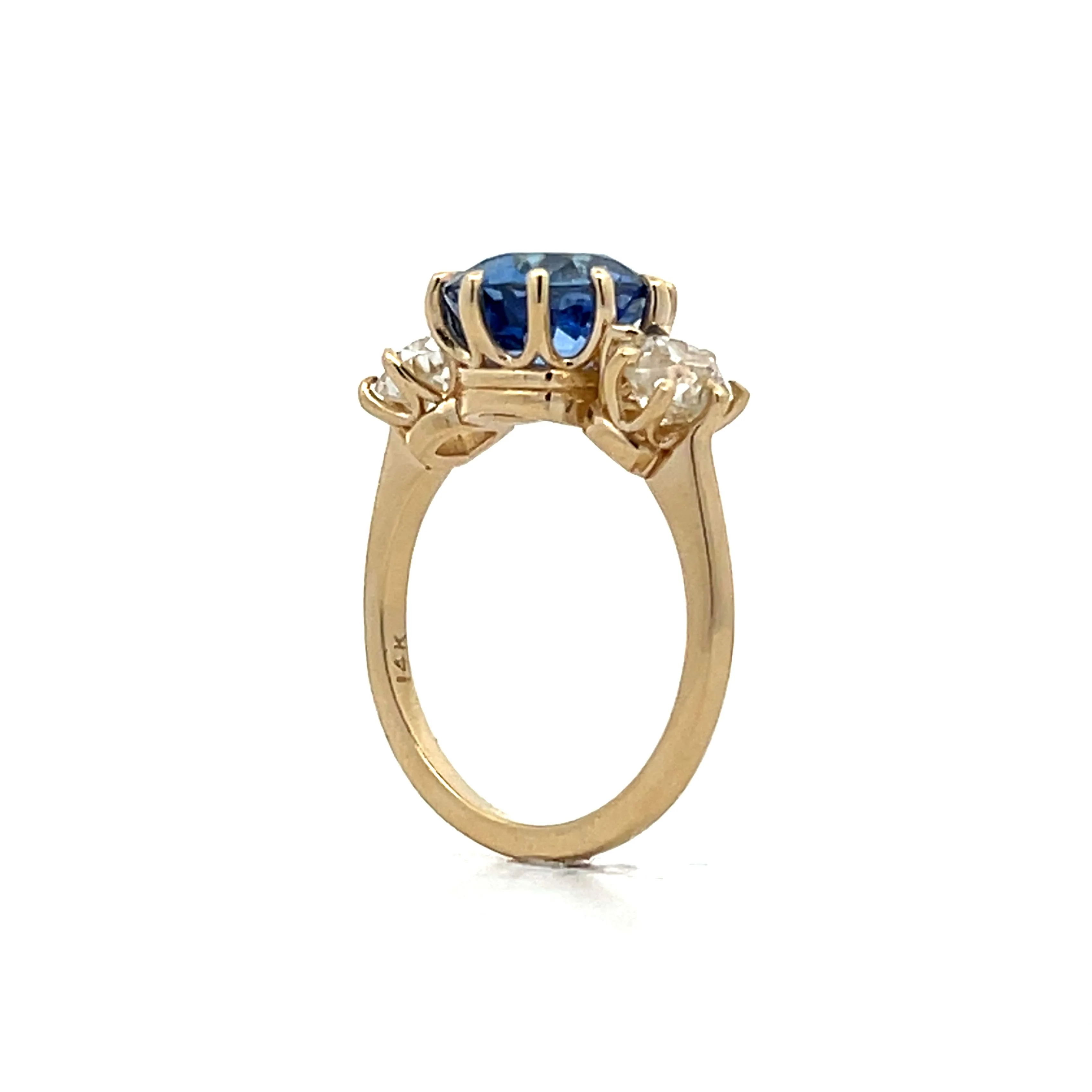 3.40 Cushion Ceylon Sapphire Engagement Ring in 14k - Image 5