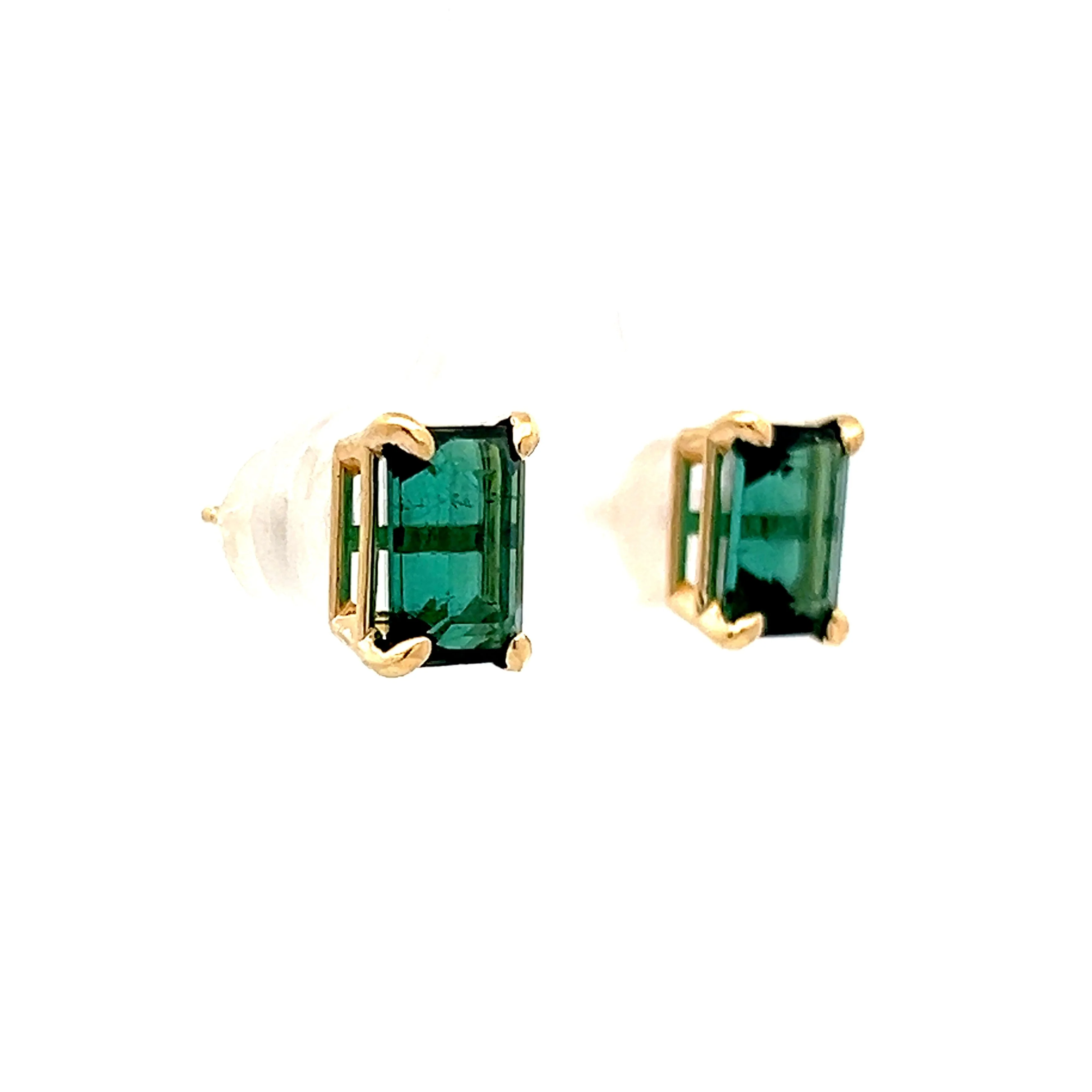 3.40 Indicolite Tourmaline Stud Earrings in 14k - Image 3