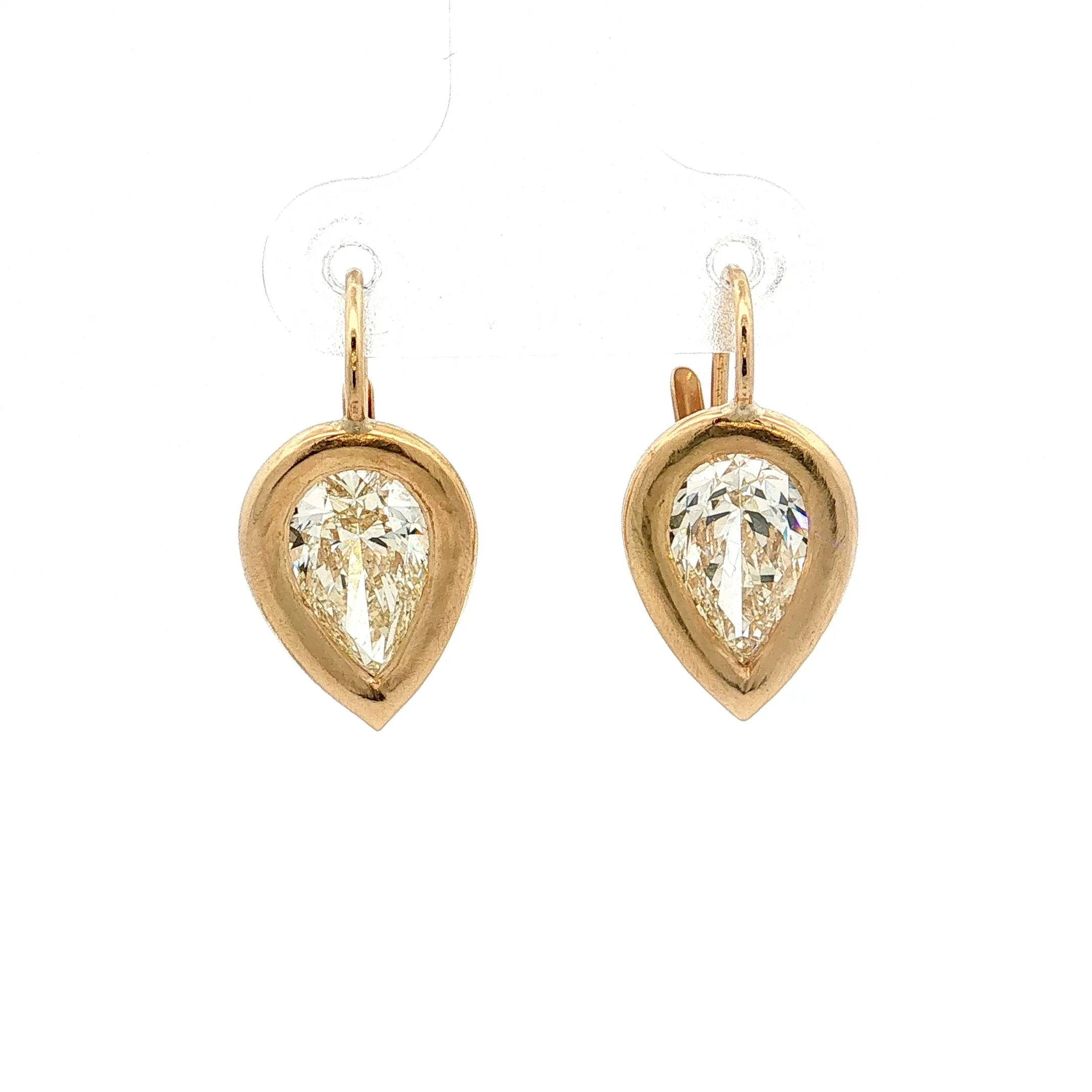 3.40 Pear Diamond Drop Earrings 18k Yellow Gold
