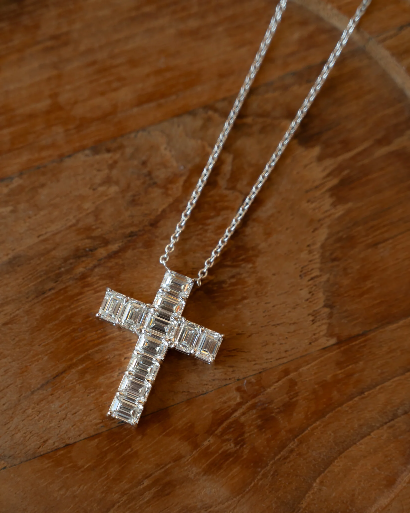 3.42 Emerald Cut Diamond Cross Pendant in 18k - Image 5