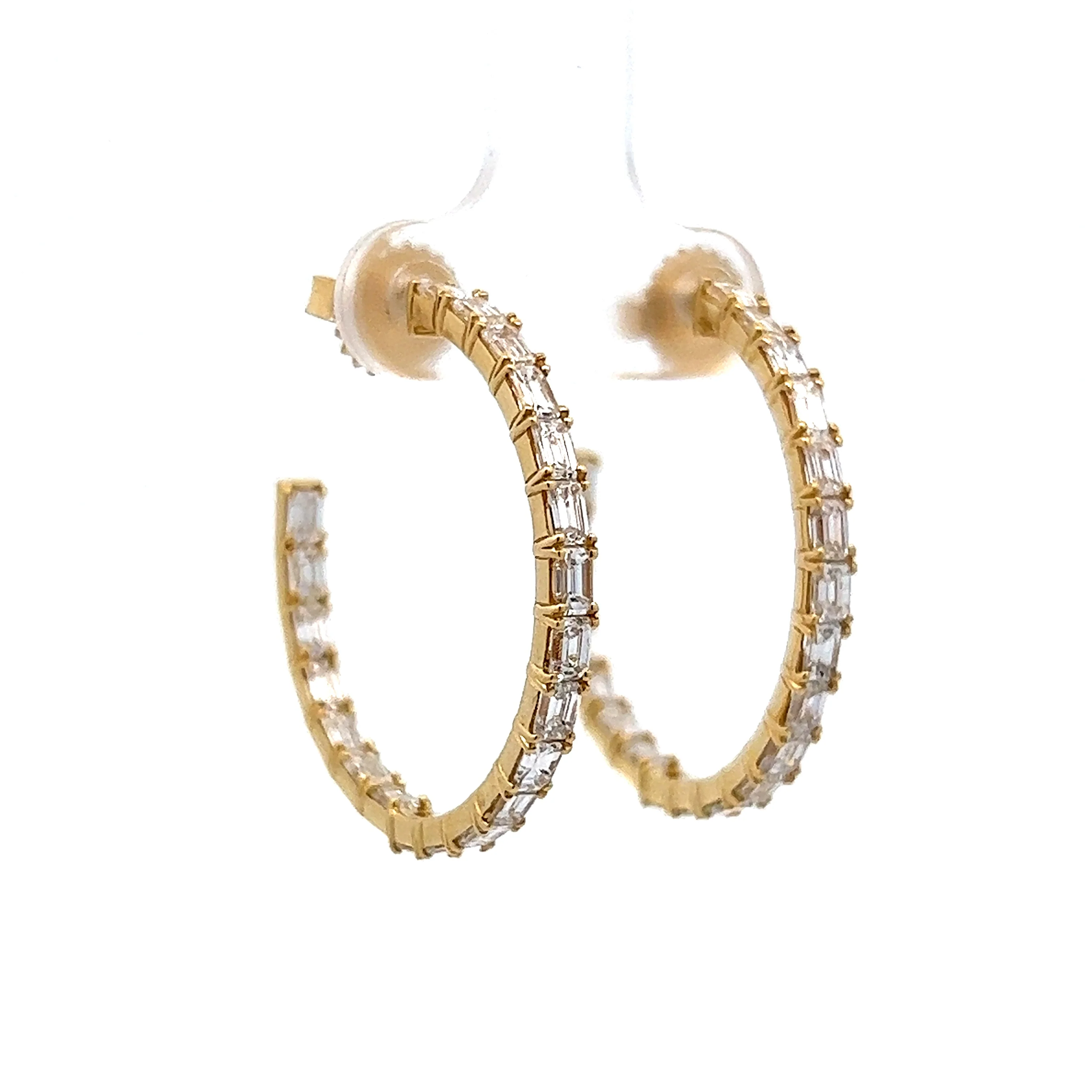 3.43 Baguette Diamond Hoop Earrings in 18k Yellow Gold - Image 3