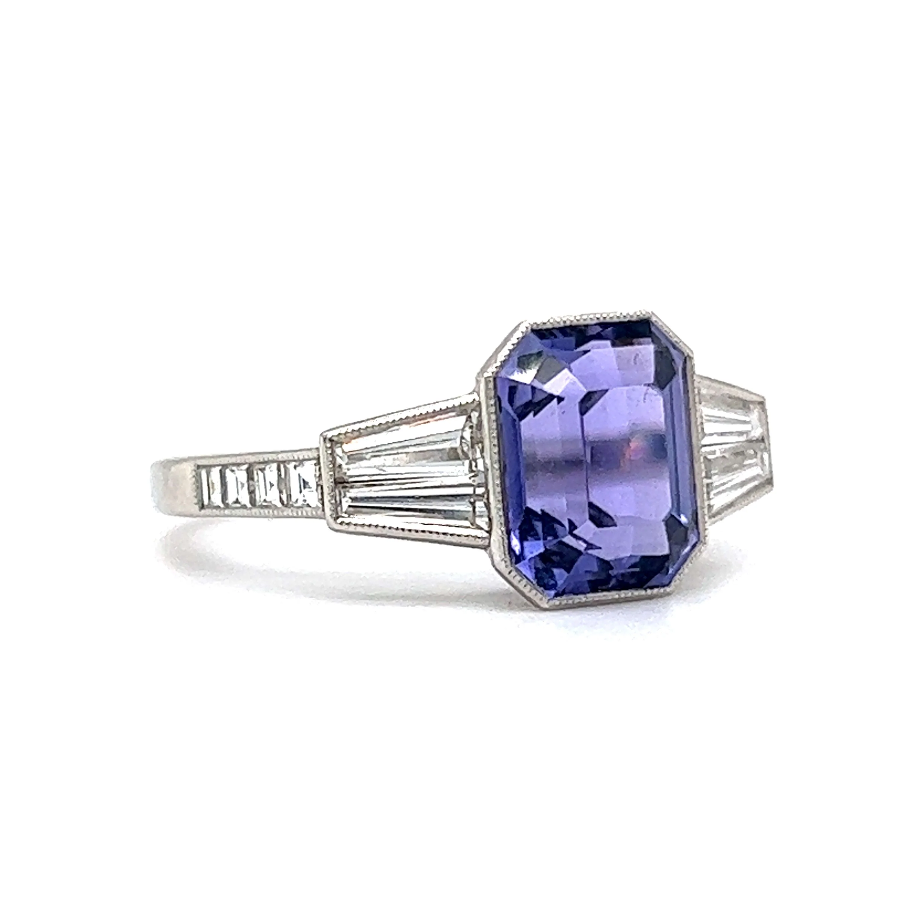 3.46 Purple Sapphire Engagement Ring in Platinum - Image 3