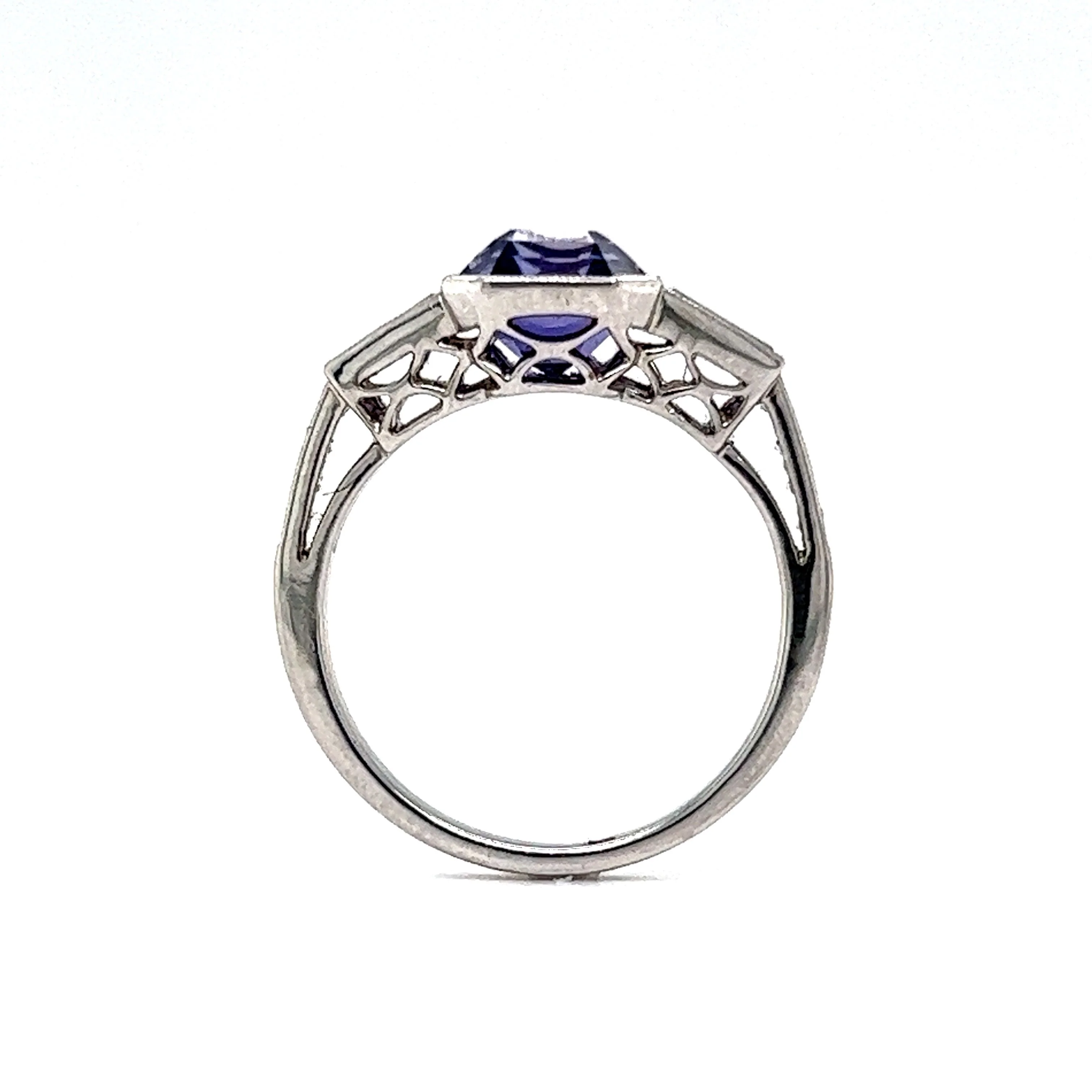 3.46 Purple Sapphire Engagement Ring in Platinum - Image 4