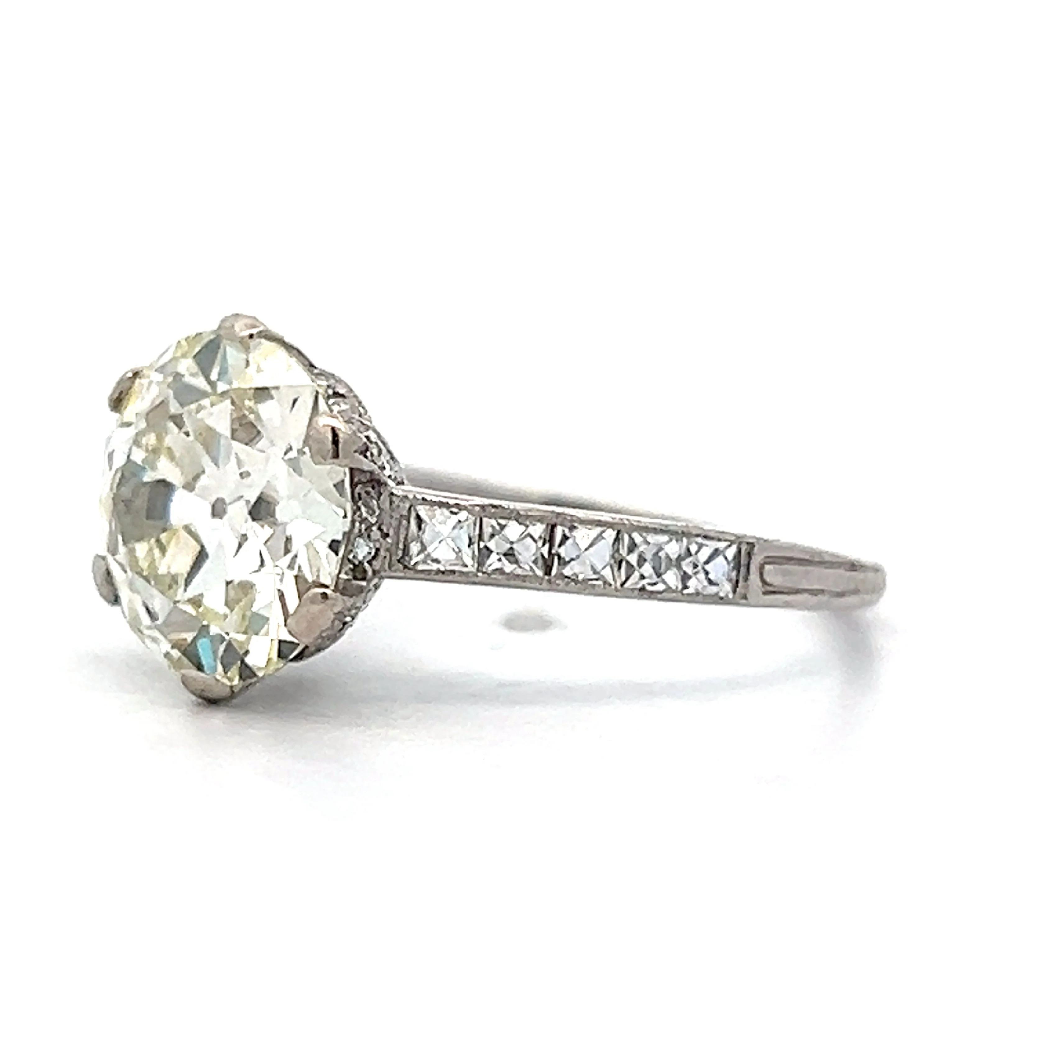 3.49 Vintage Deco Diamond Engagement Ring in Platinum - Image 2