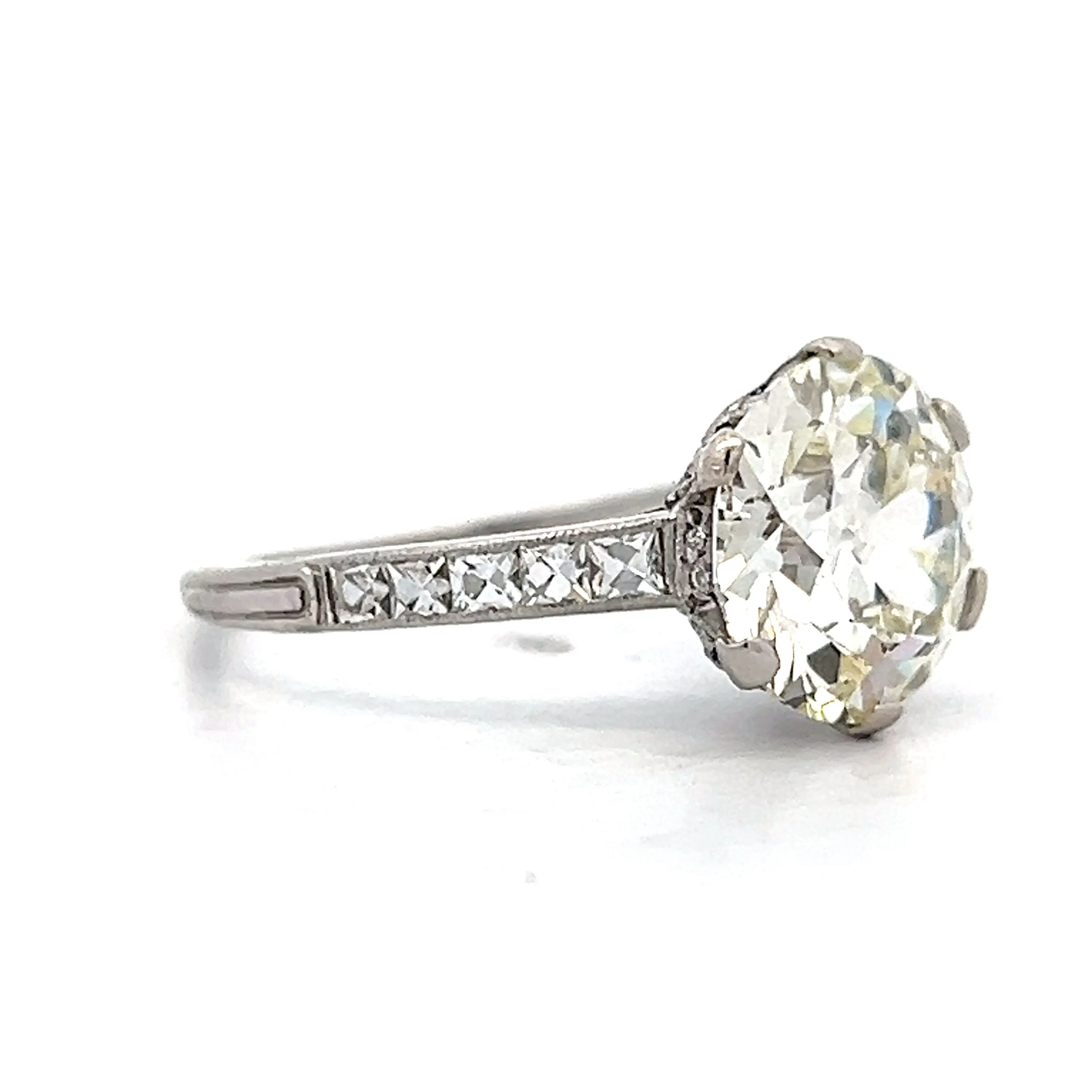 3.49 Vintage Deco Diamond Engagement Ring in Platinum - Image 3