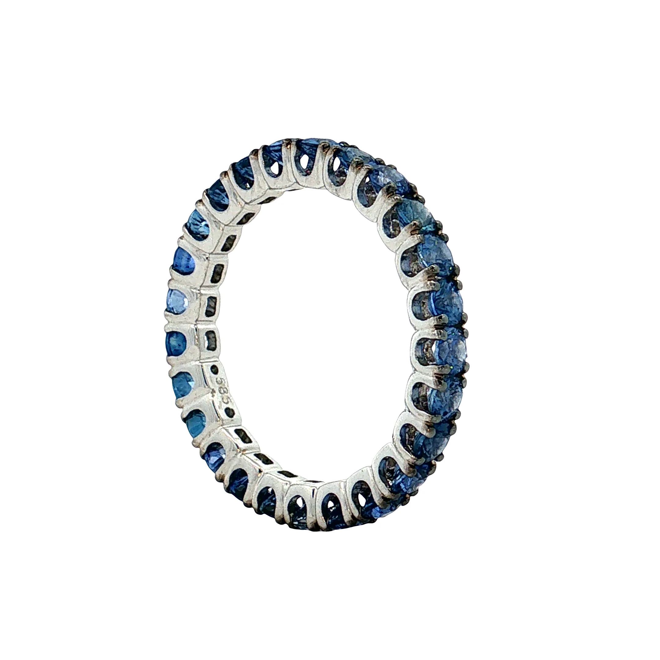 3.50 Blue Sapphire Eternity Band 14k White Gold - Image 6
