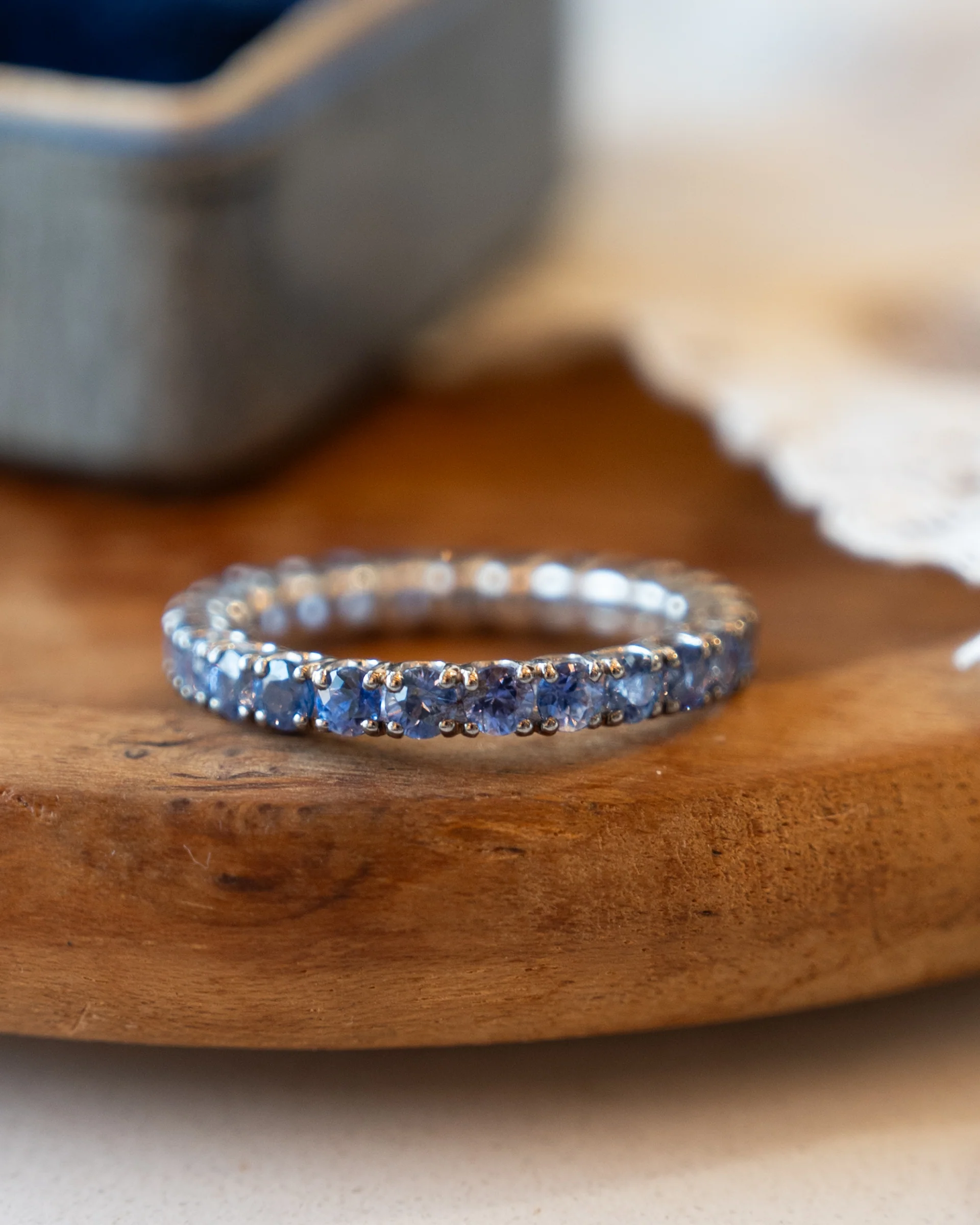 3.50 Blue Sapphire Eternity Band 14k White Gold - Image 7