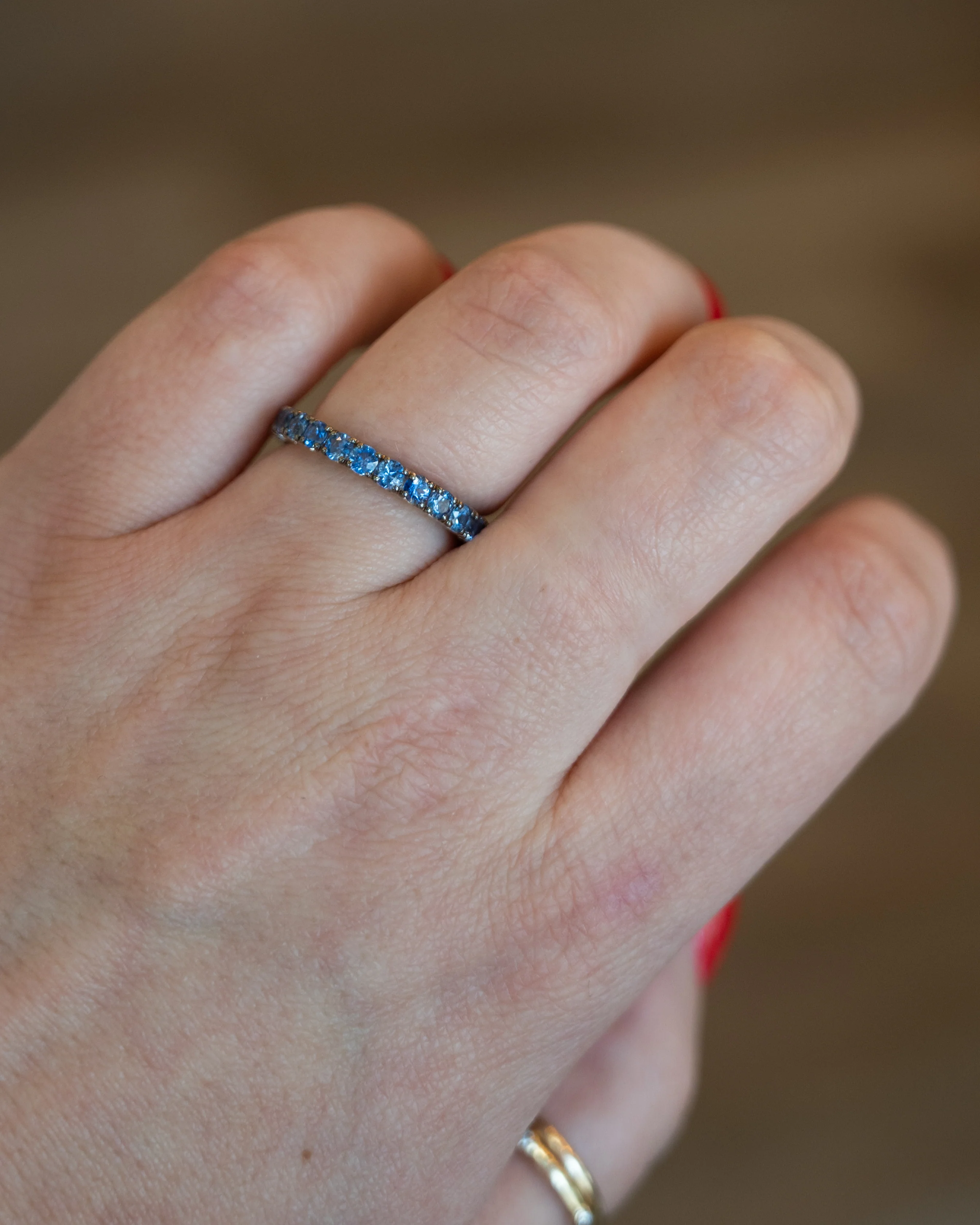 3.50 Blue Sapphire Eternity Band 14k White Gold - Image 8