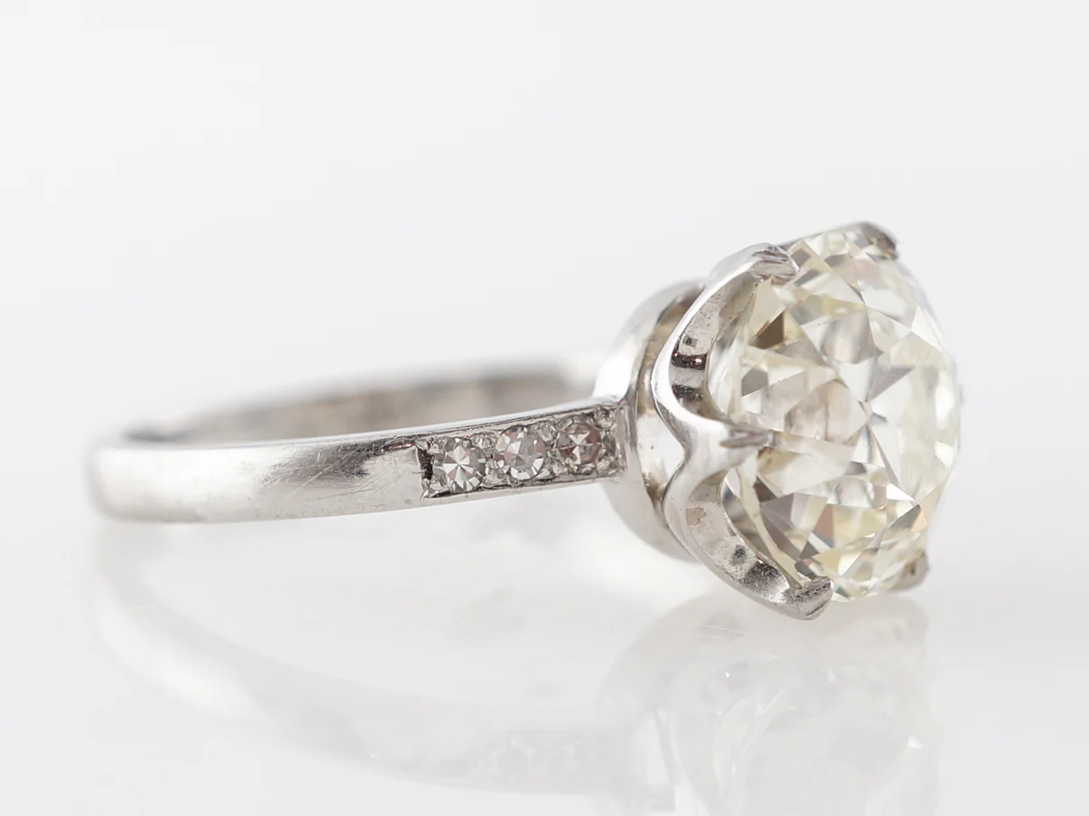 3.50 Carat European Cut Diamond Engagement Ring Platinum - Image 3