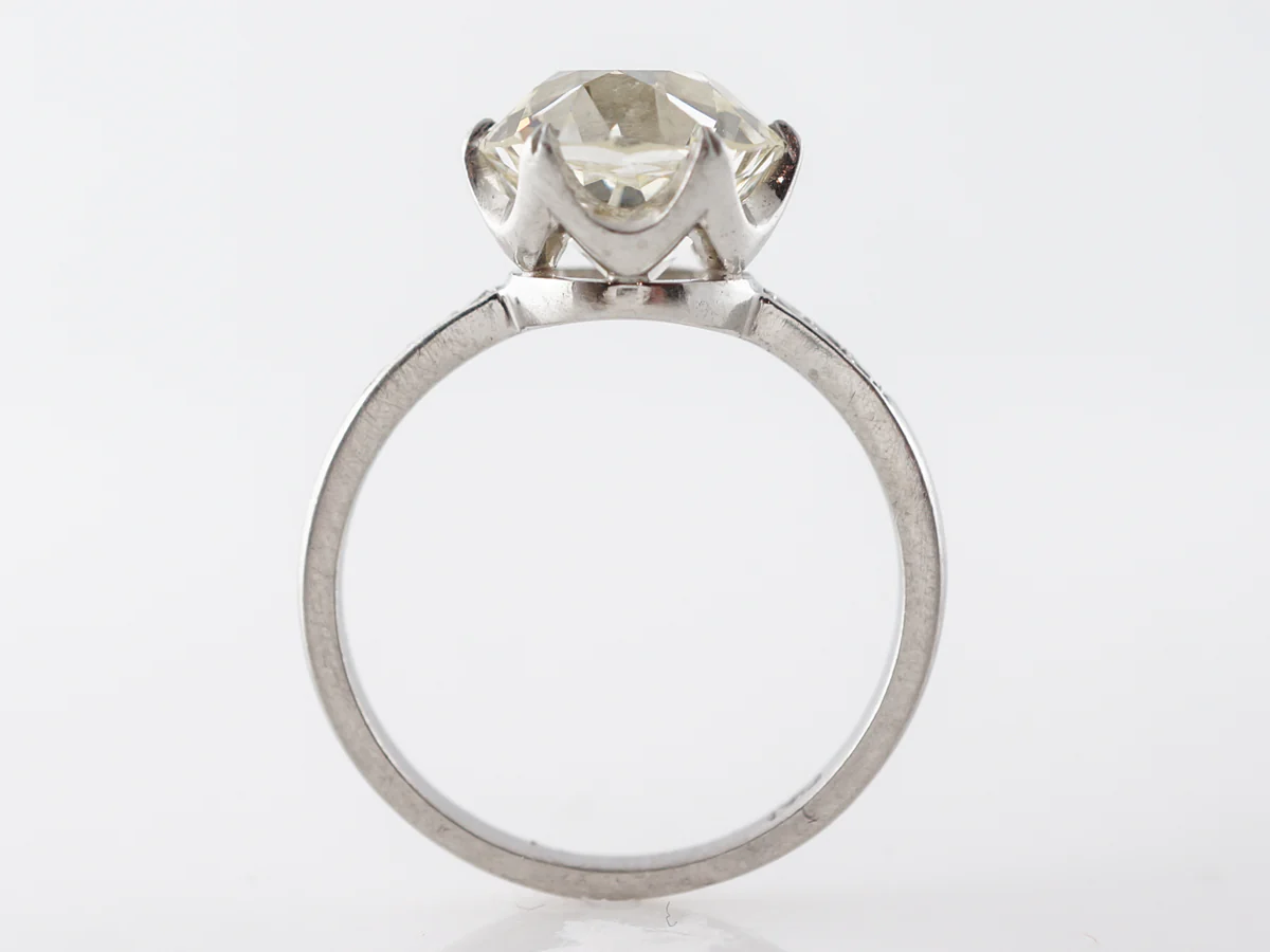 3.50 Carat European Cut Diamond Engagement Ring Platinum - Image 4