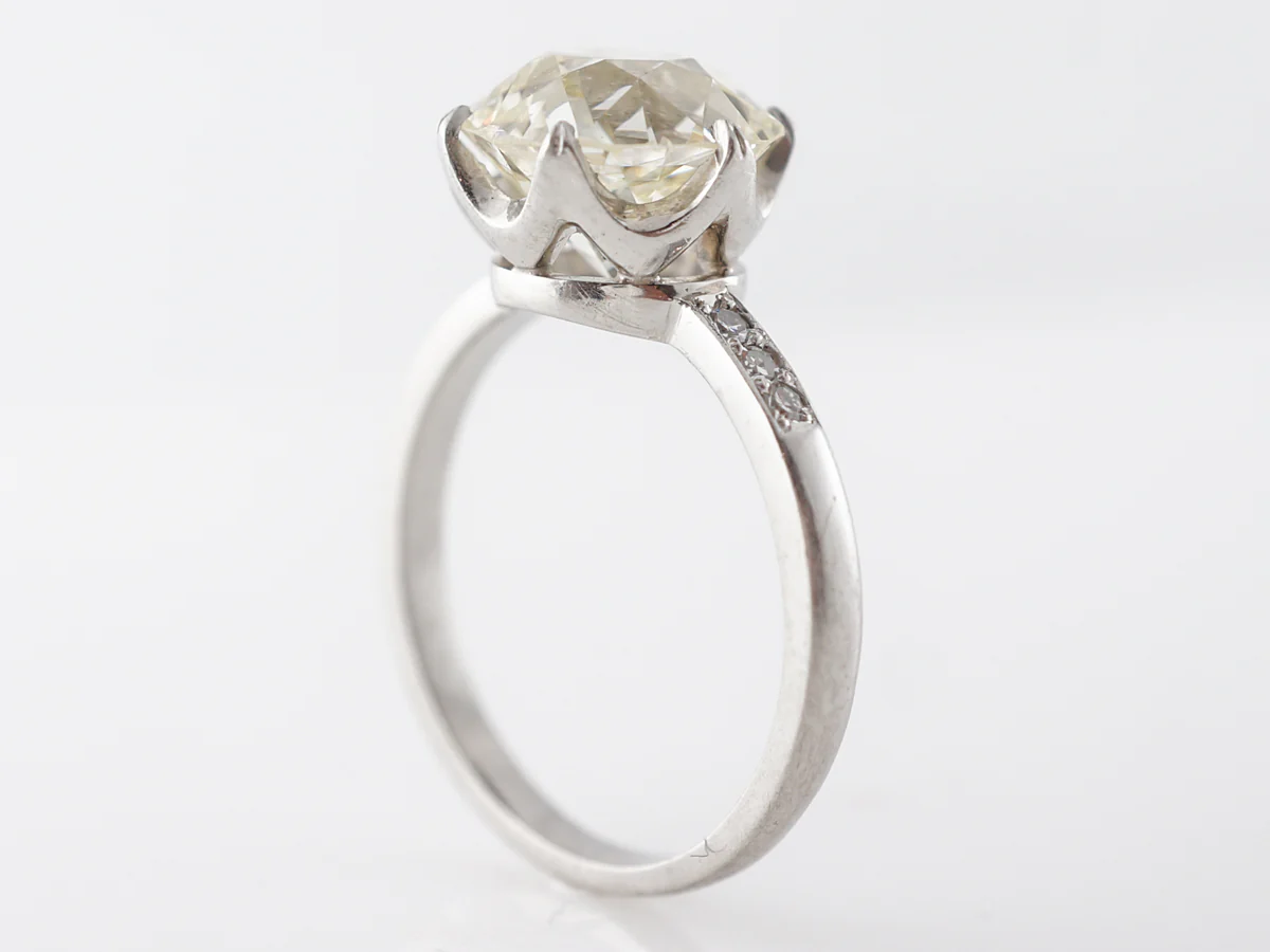 3.50 Carat European Cut Diamond Engagement Ring Platinum - Image 5