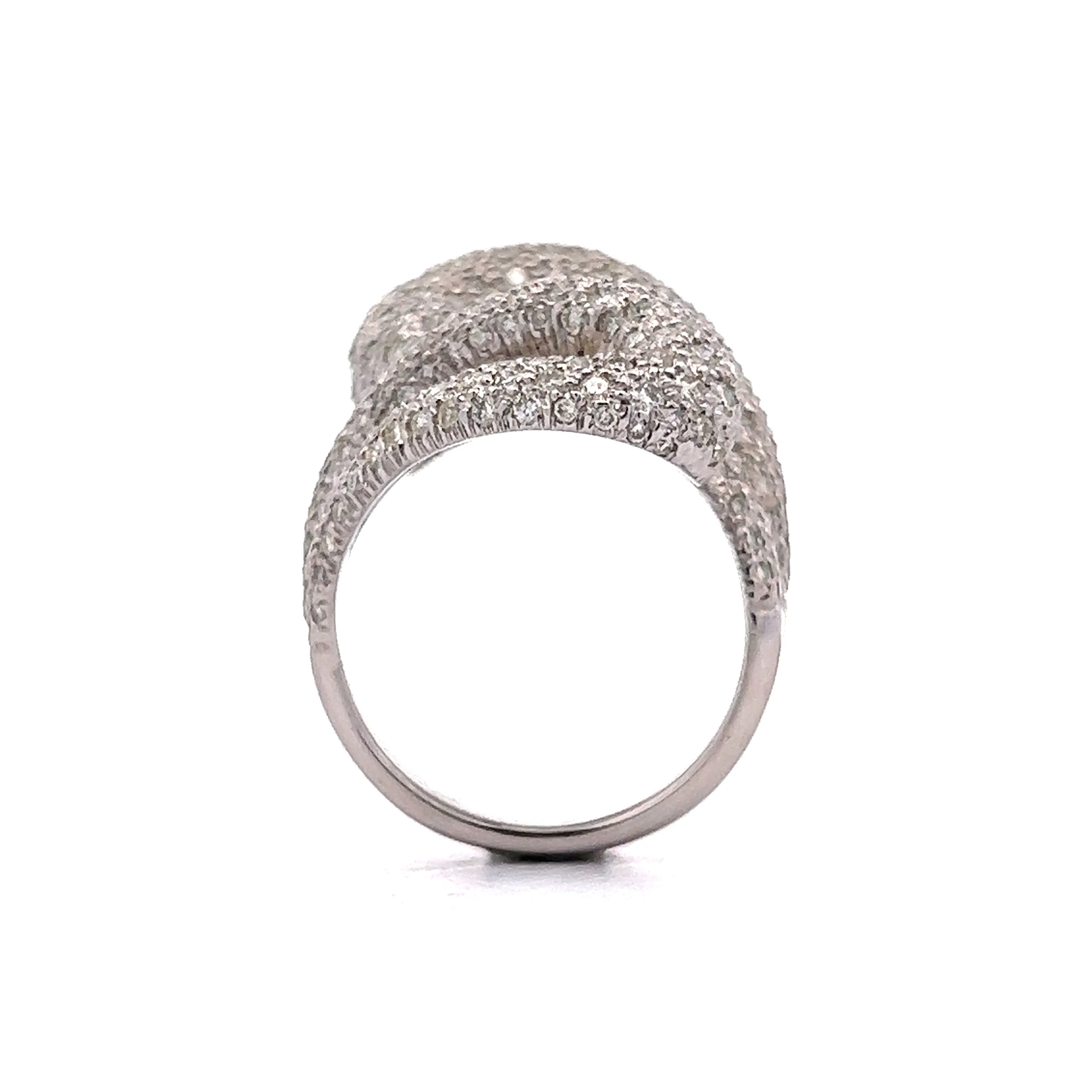 3.50 Pave Diamond Right Hand Ring in 14k White Gold - Image 4