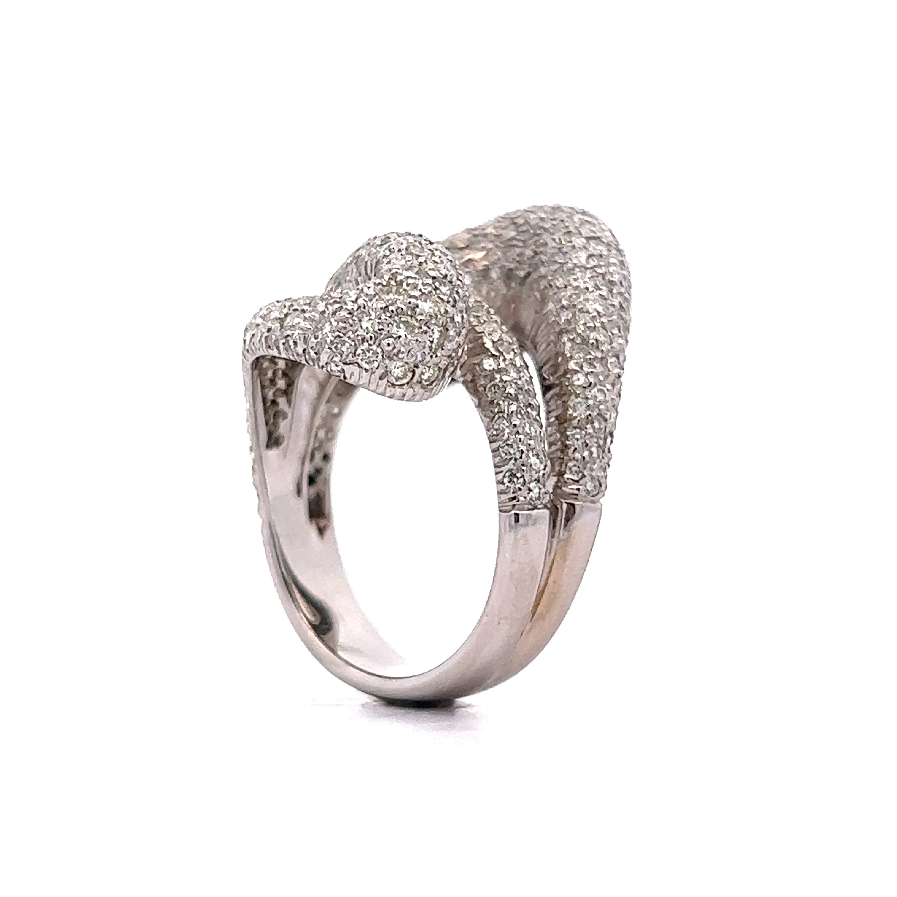 3.50 Pave Diamond Right Hand Ring in 14k White Gold - Image 5