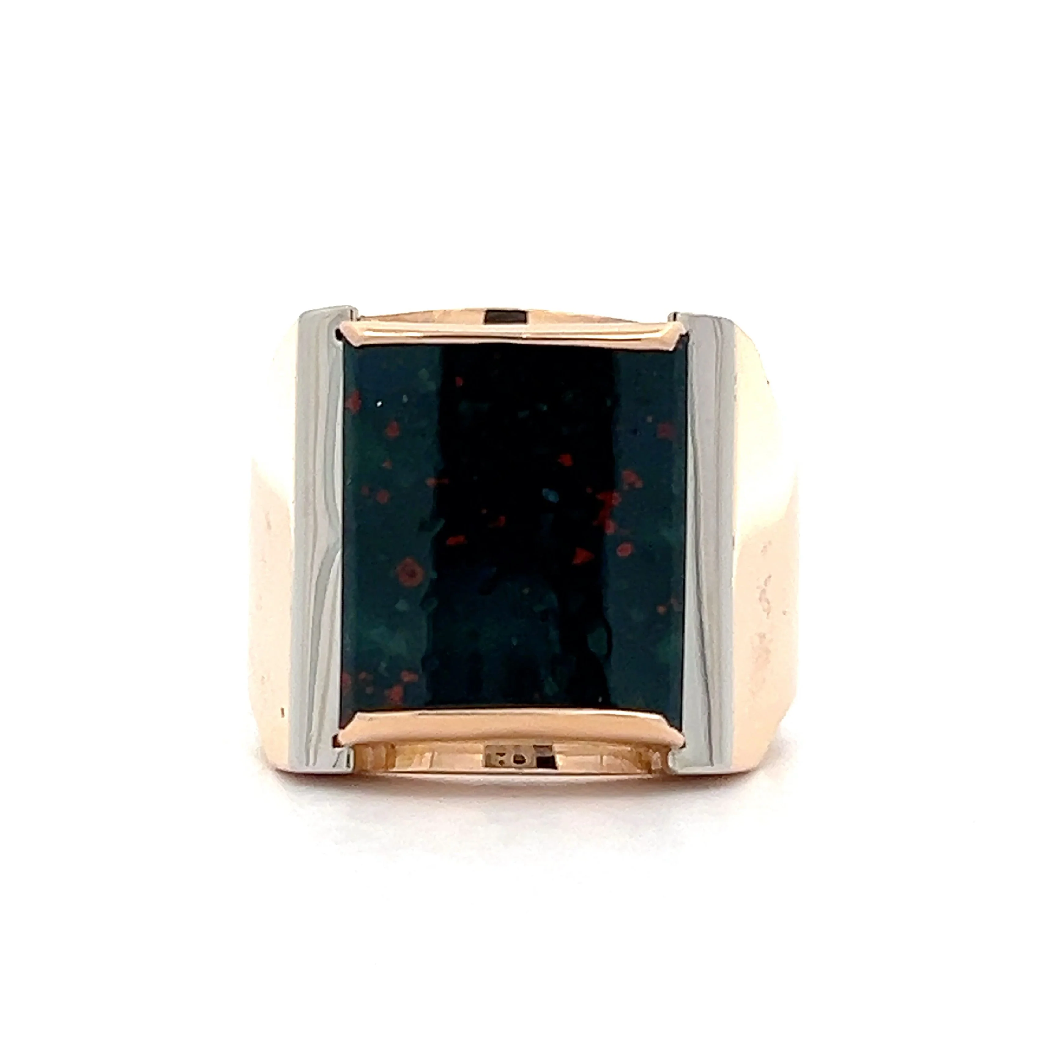 3.52 Vintage Men's Bloodstone Cocktail Ring in 18k