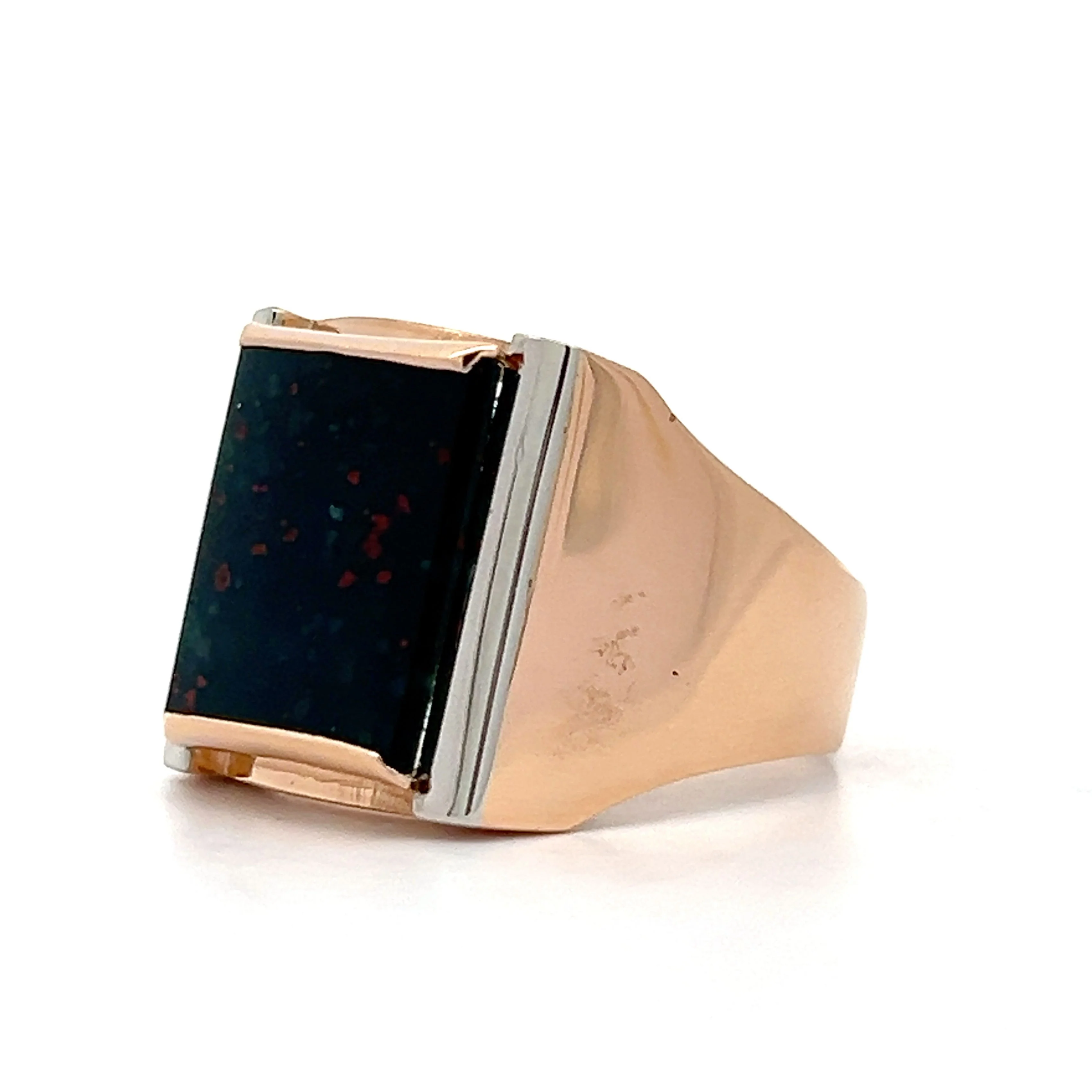 3.52 Vintage Men's Bloodstone Cocktail Ring in 18k - Image 2