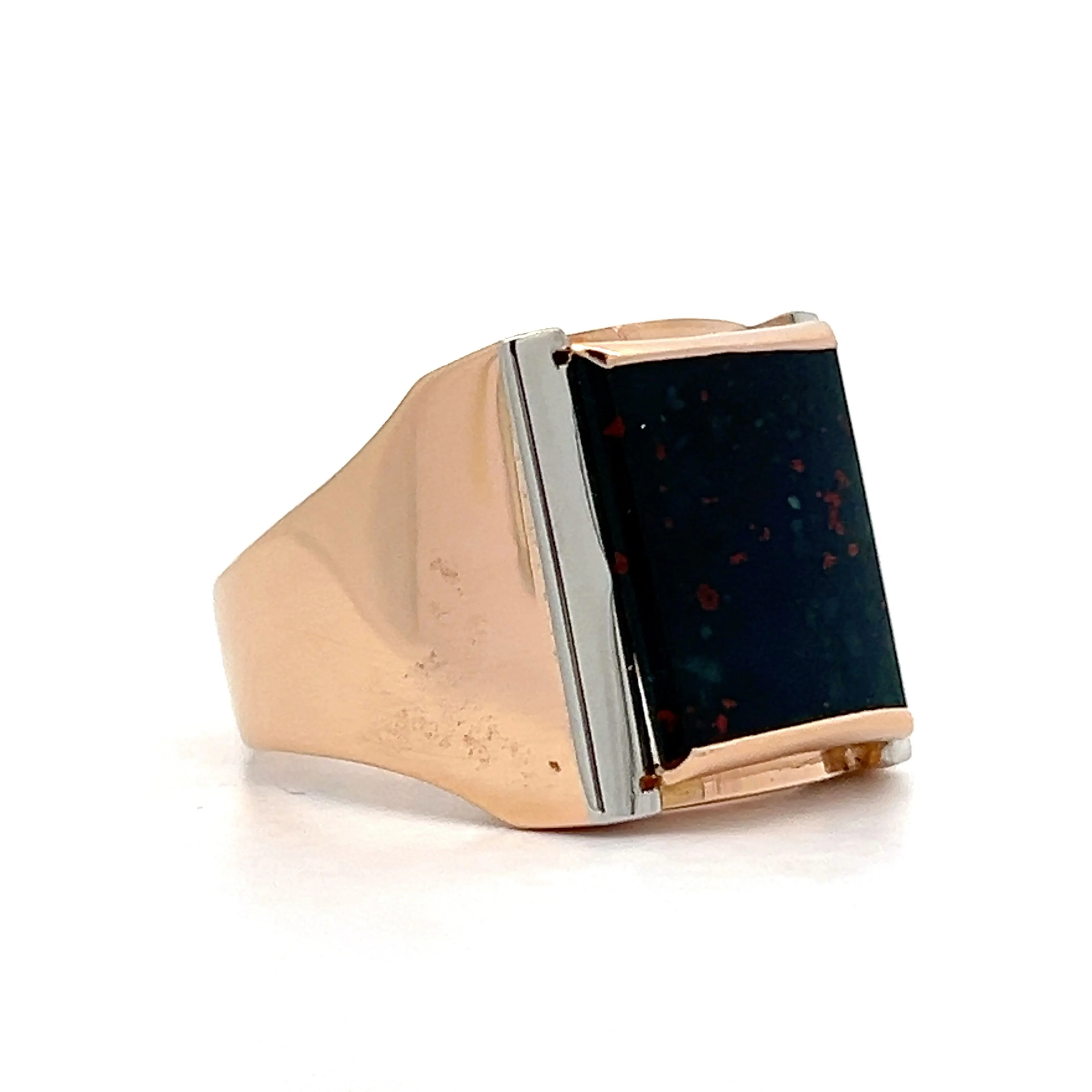 3.52 Vintage Men's Bloodstone Cocktail Ring in 18k - Image 3