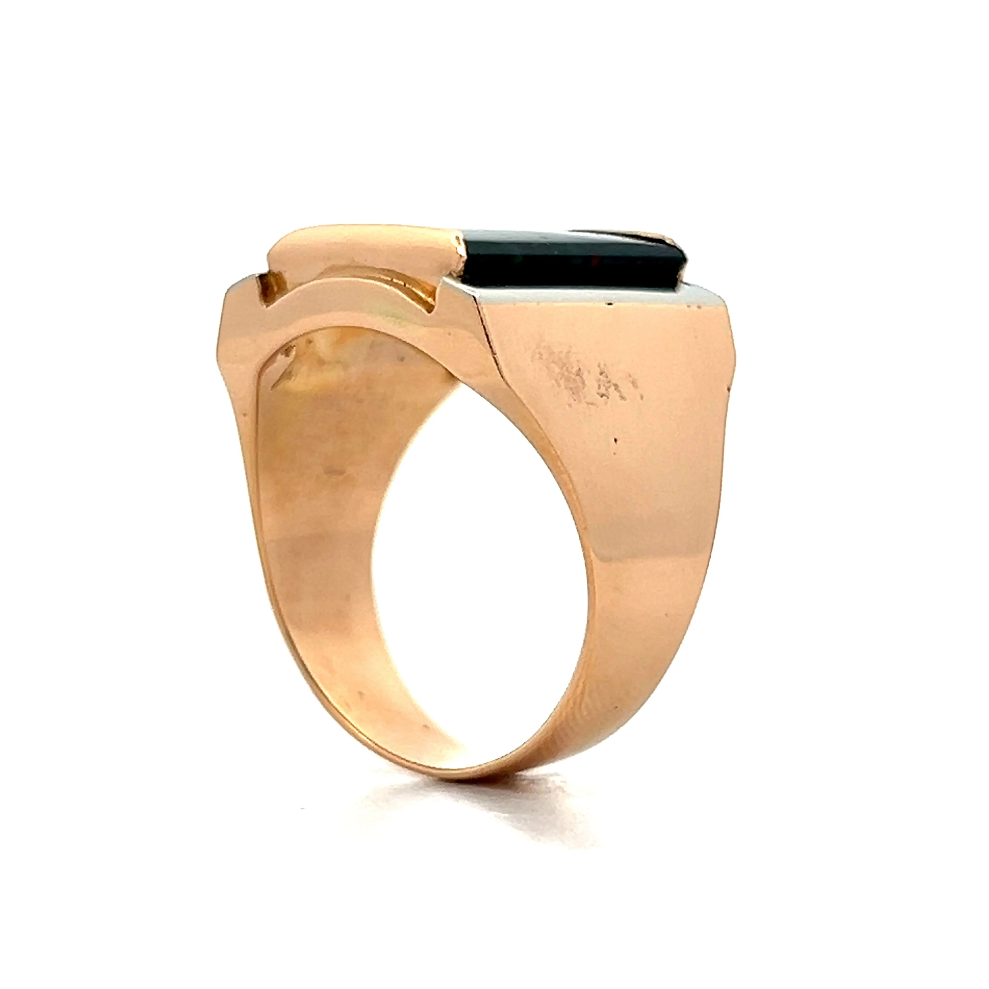 3.52 Vintage Men's Bloodstone Cocktail Ring in 18k - Image 5