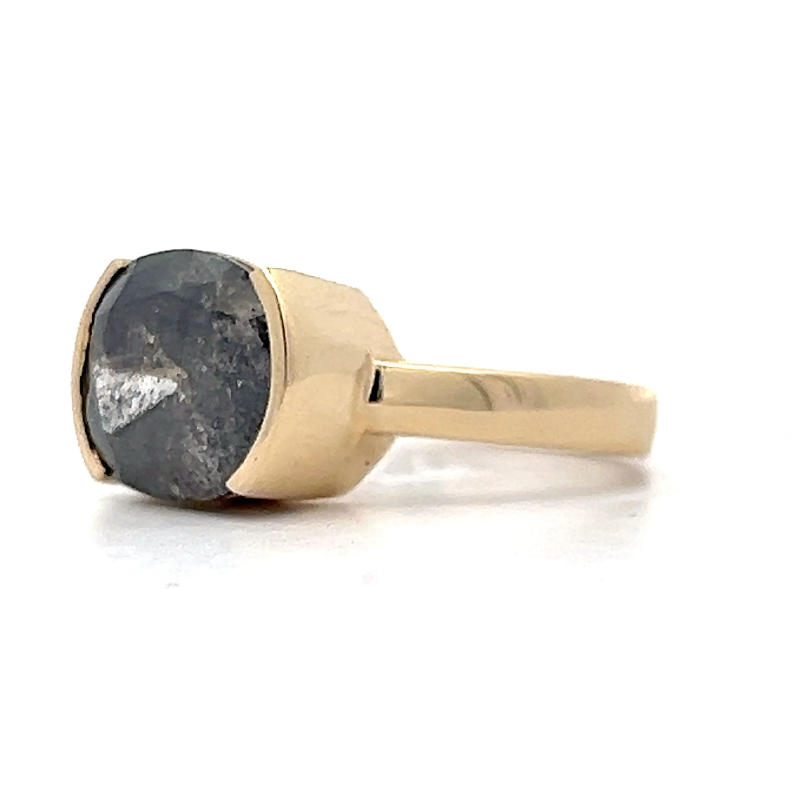 3.53 Bezel Salt & Pepper Diamond Engagement Ring in Yellow Gold - Image 2