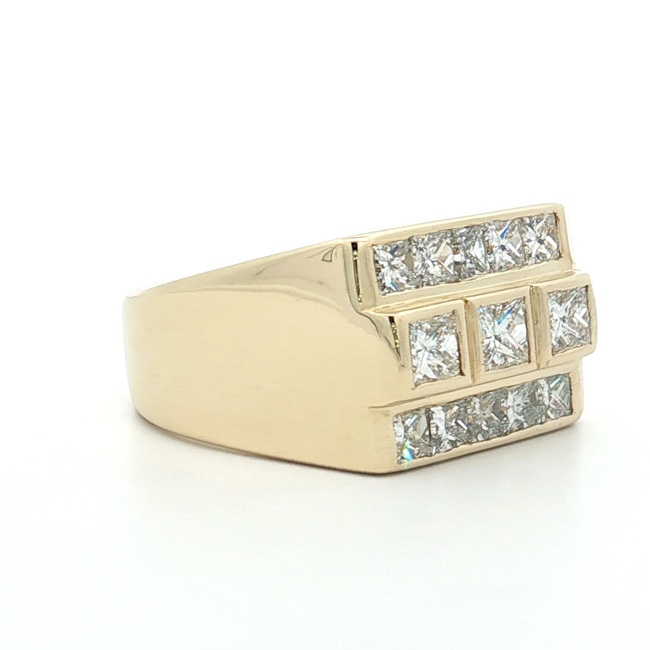 3.53 Mens Princess Cut Diamond Ring 14k Yellow Gold - Image 3