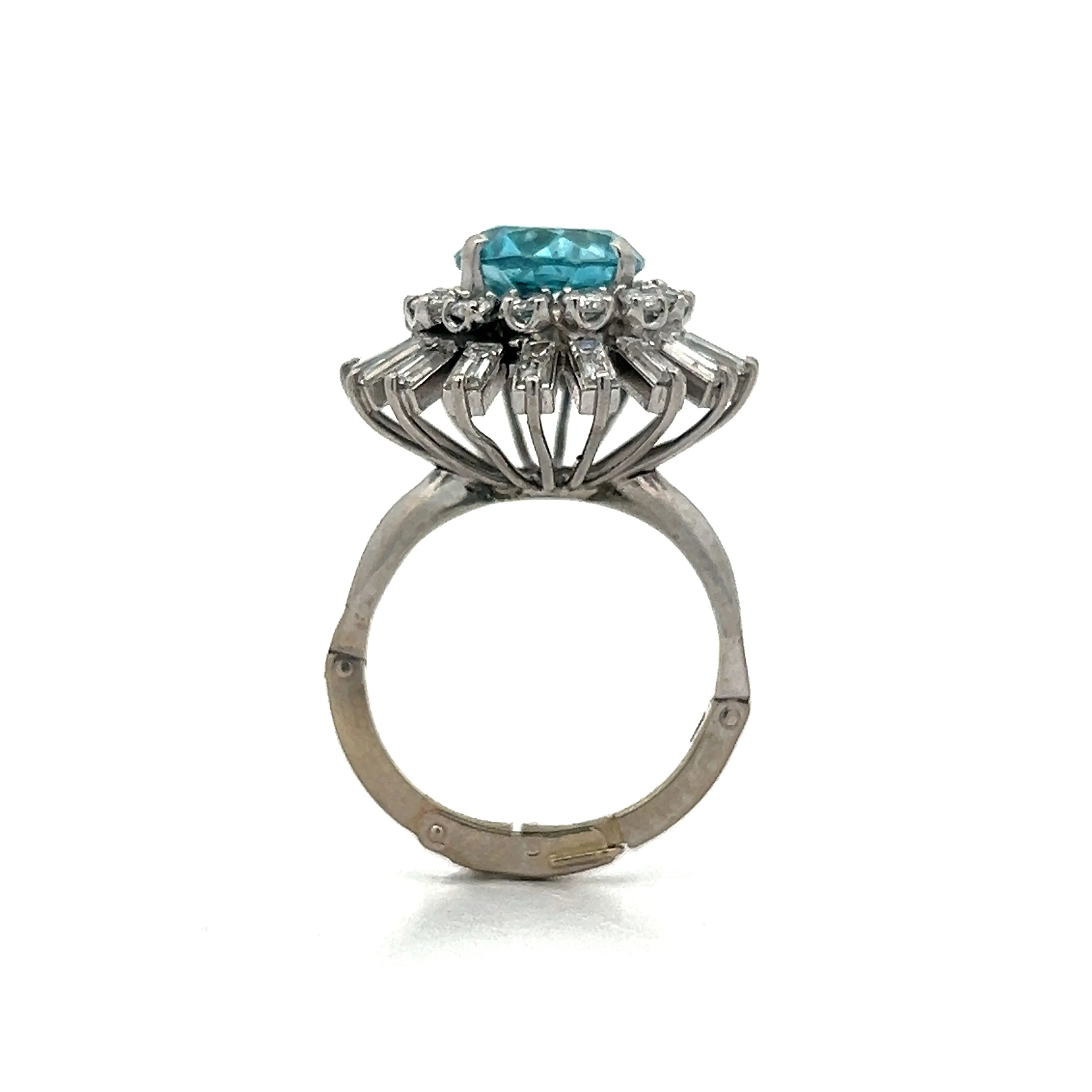 3.54 Blue Zircon Flower Cocktail Ring in Platinum - Image 4