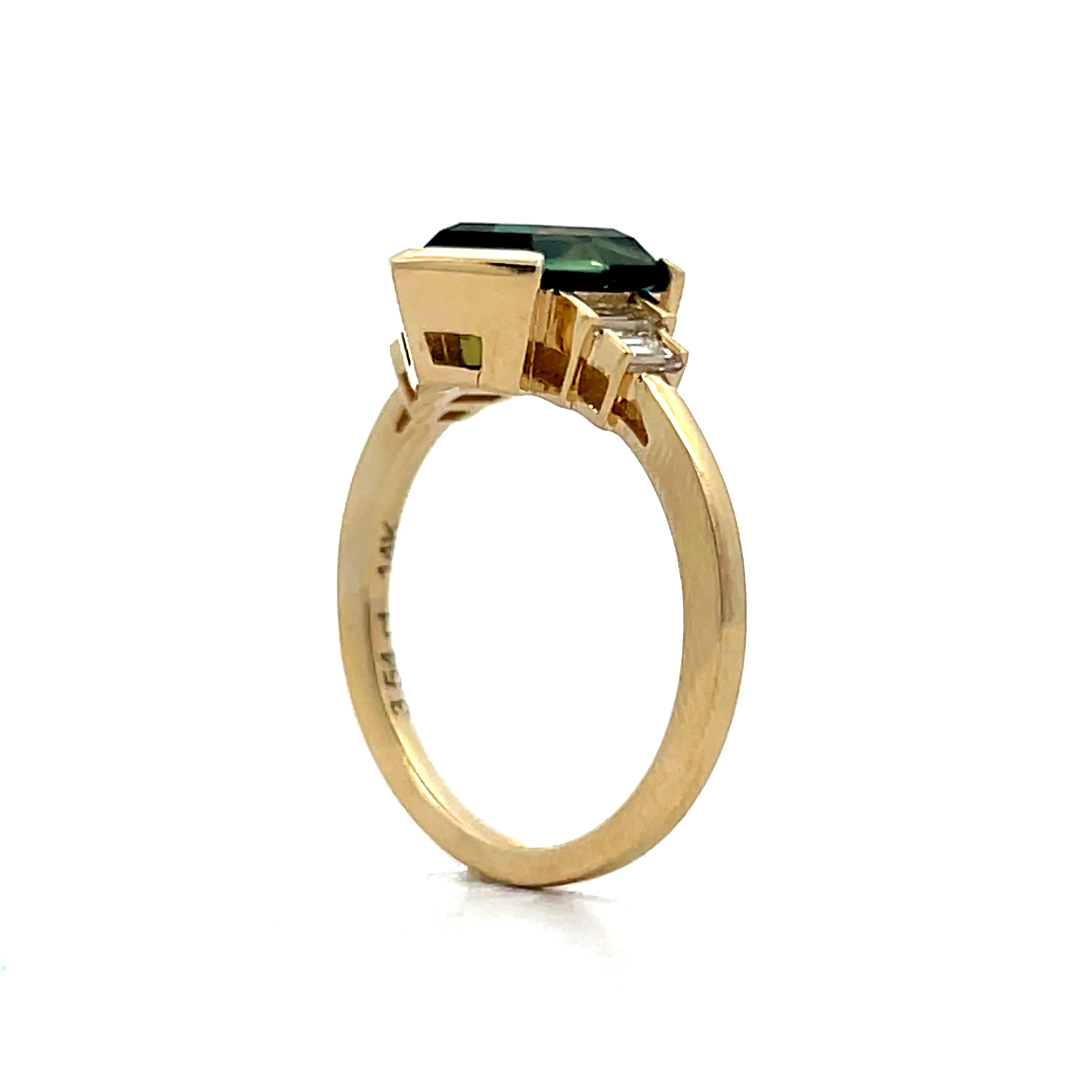 3.54 Hexagon Blue Sapphire Engagement Ring in 14k - Image 5