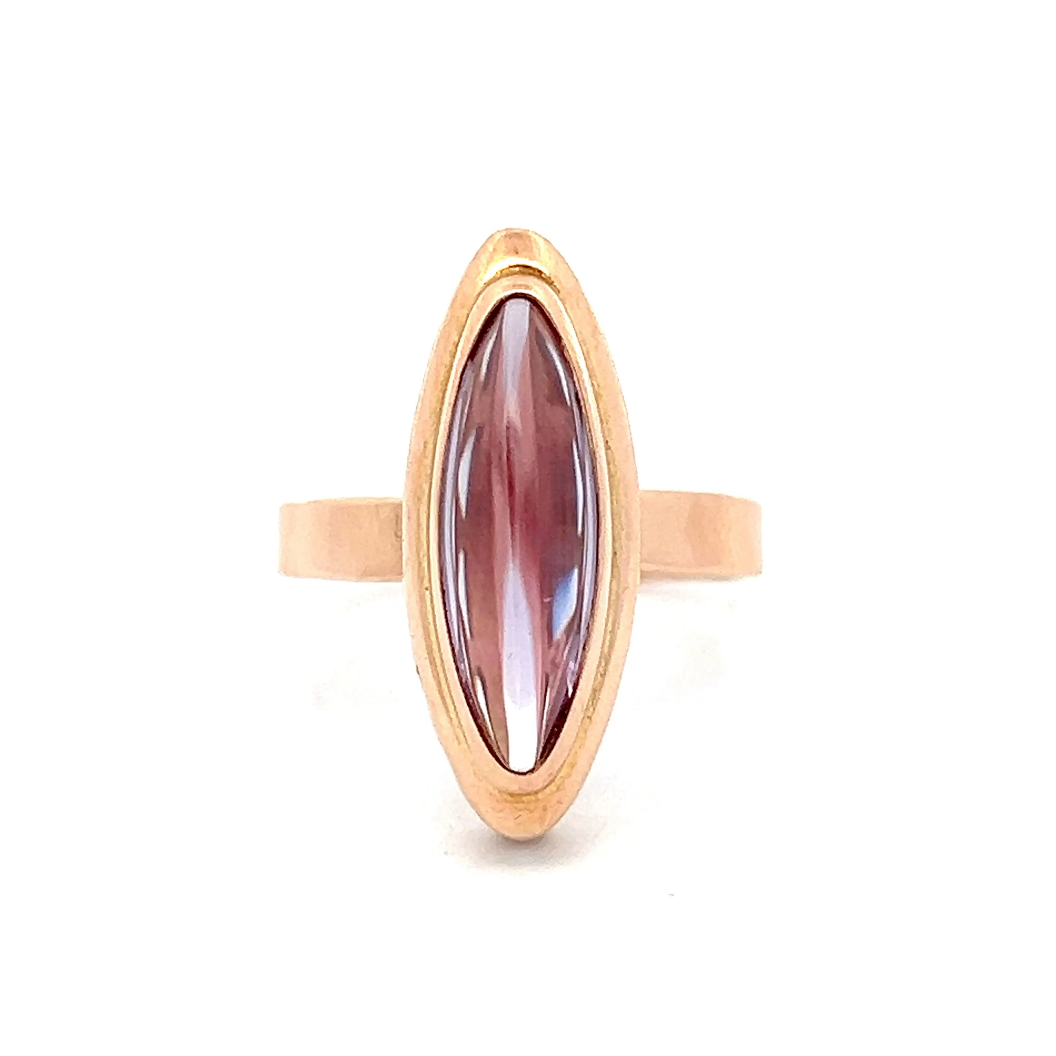 3.54 Vintage Victorian Cabochon Amethyst in 14k Rose Gold