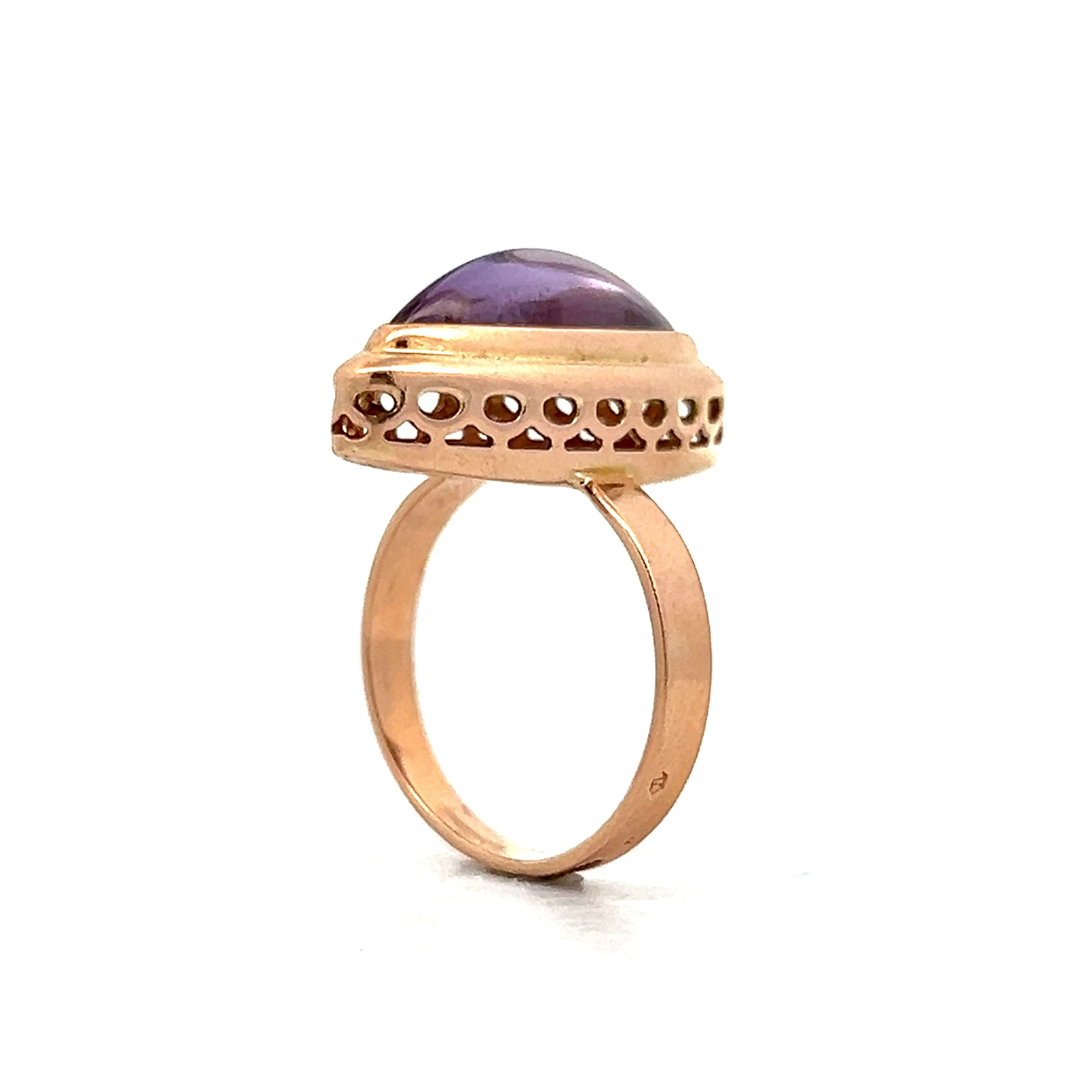 3.54 Vintage Victorian Cabochon Amethyst in 14k Rose Gold - Image 5