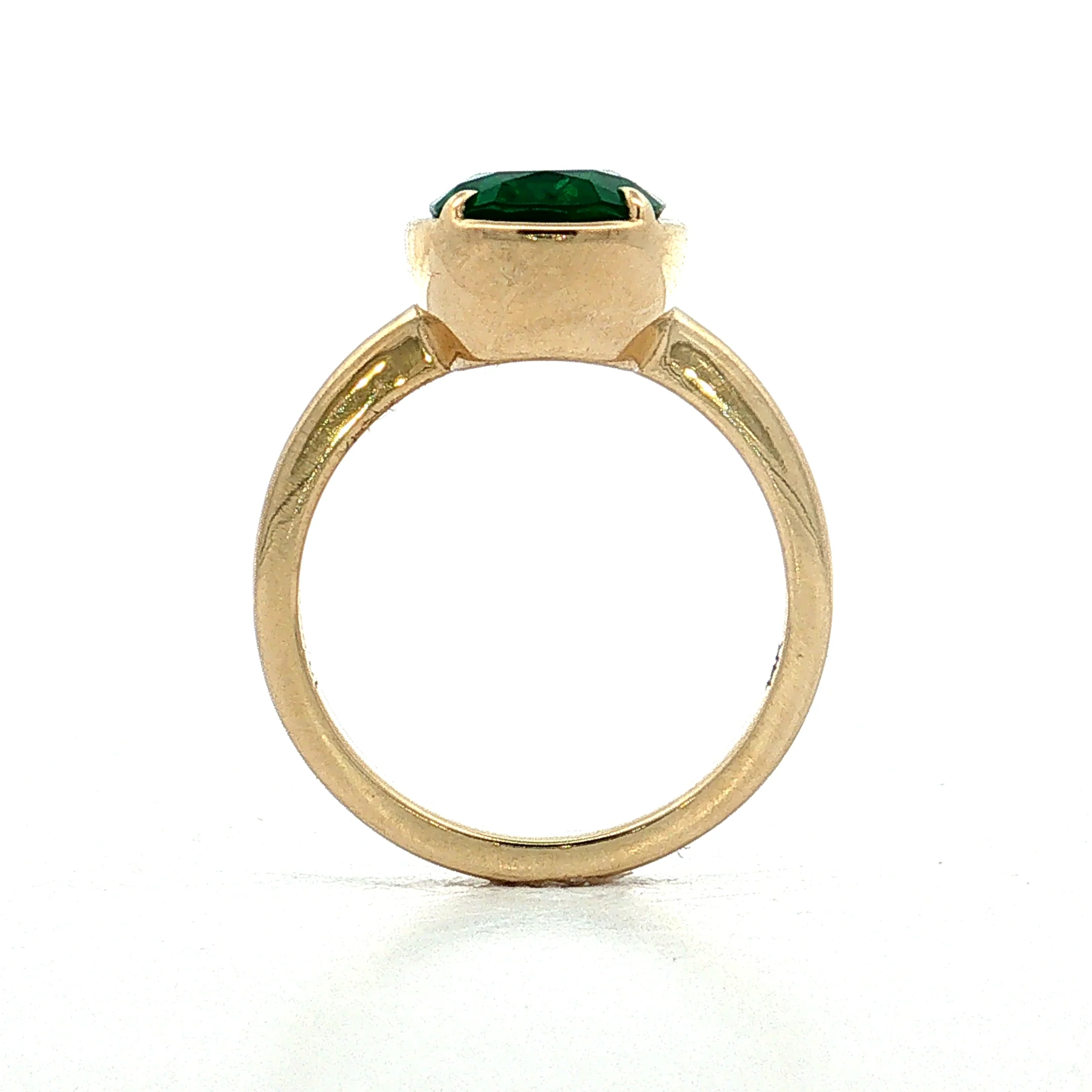 3.55 Cushion Emerald Engagement Ring 14k Yellow Gold - Image 4