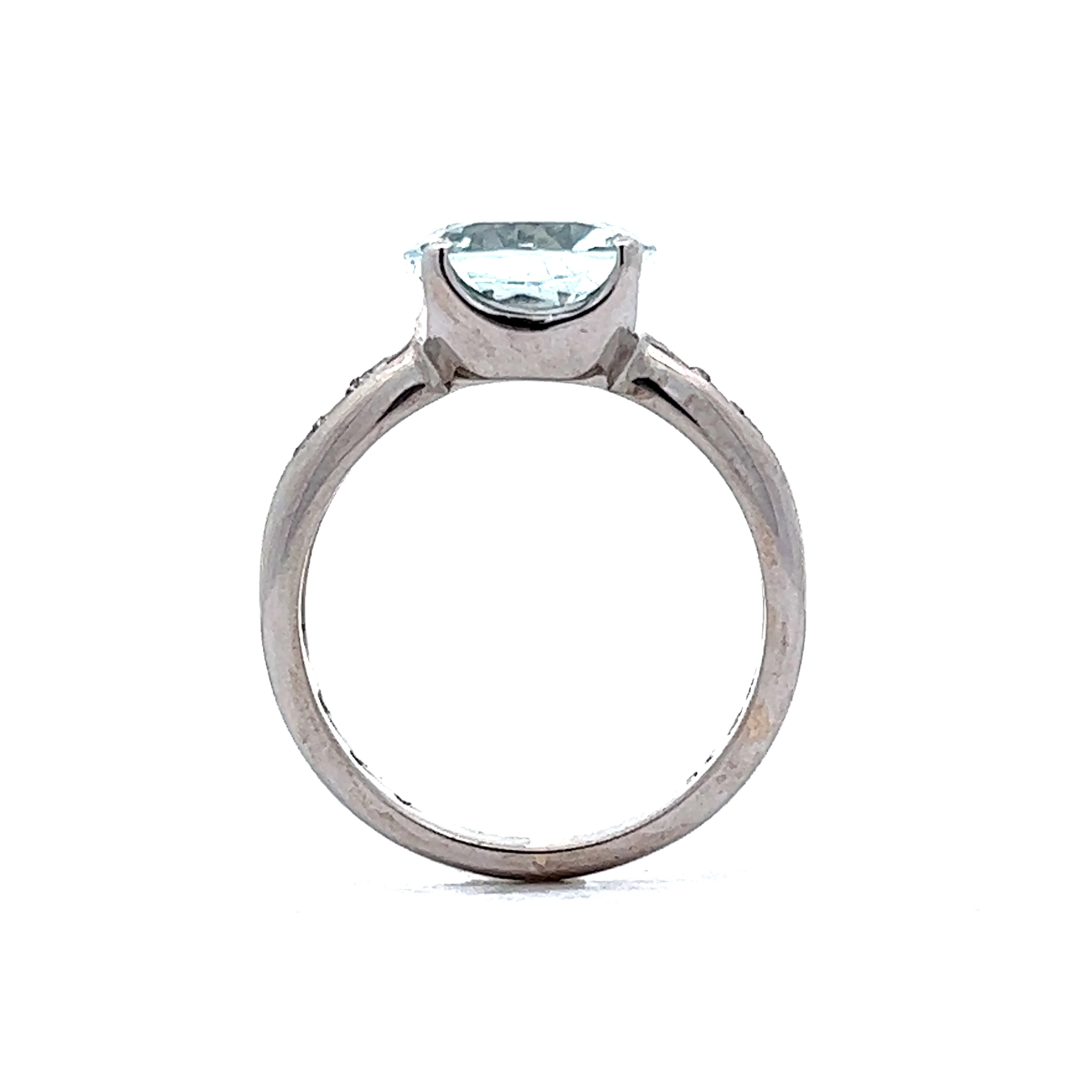 3.56 Aquamarine & Diamond Cocktail Ring in 18k White Gold - Image 4