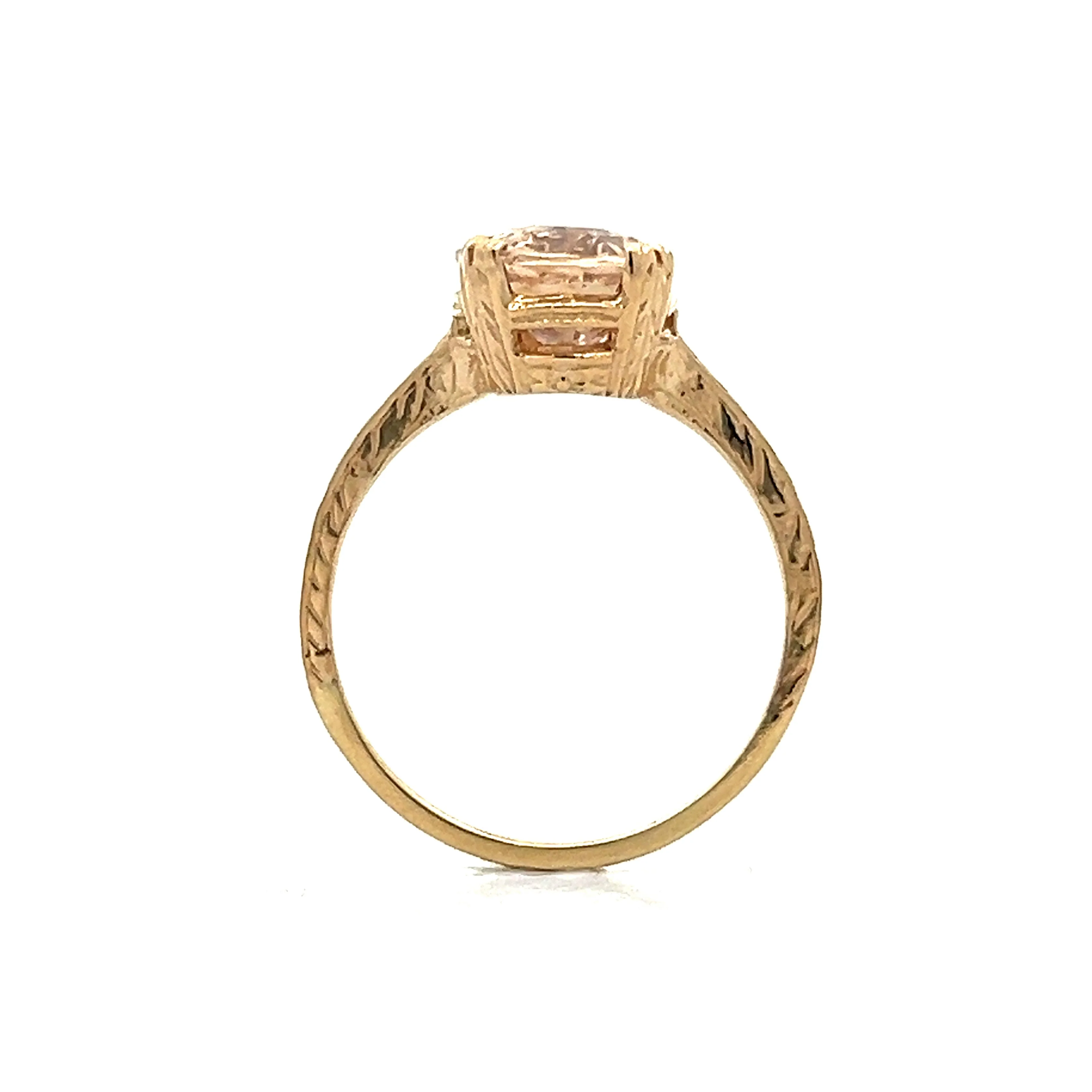3.57 Oval Cut Peach Sapphire Engagement Ring in Yellow Gold - Image 4