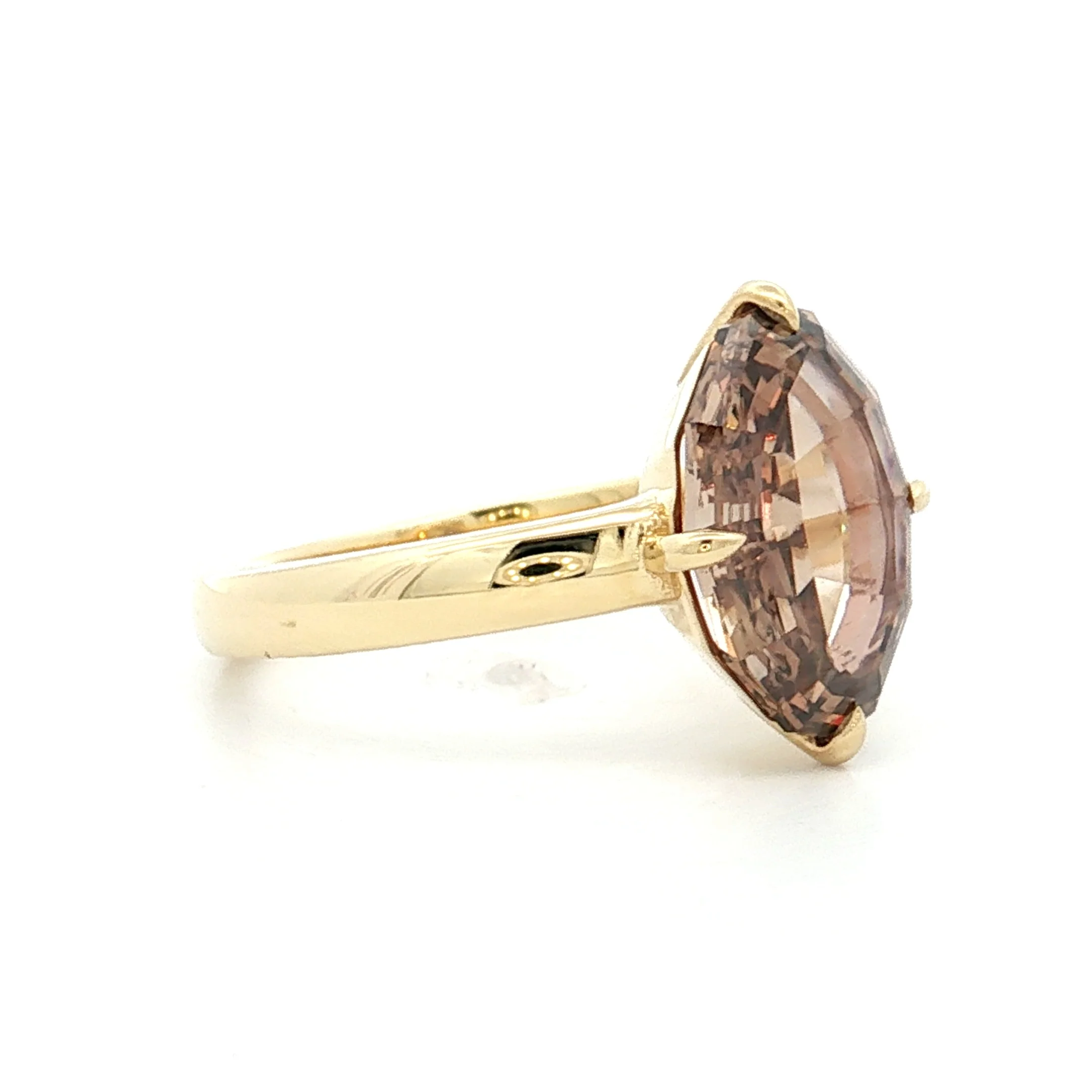 3.58 Oval Step Cut Cognac Diamond 18k Yellow Gold - Image 3