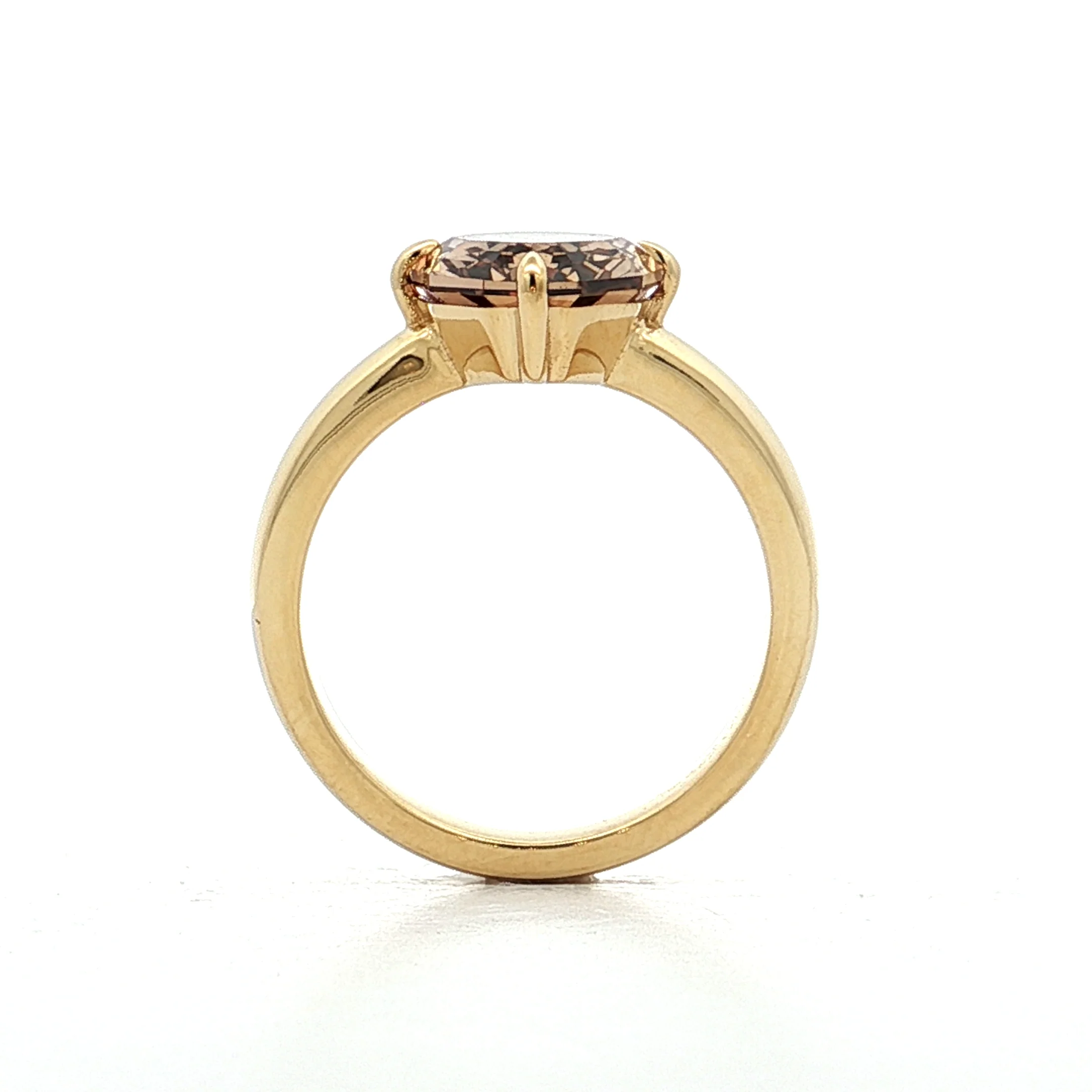 3.58 Oval Step Cut Cognac Diamond 18k Yellow Gold - Image 4