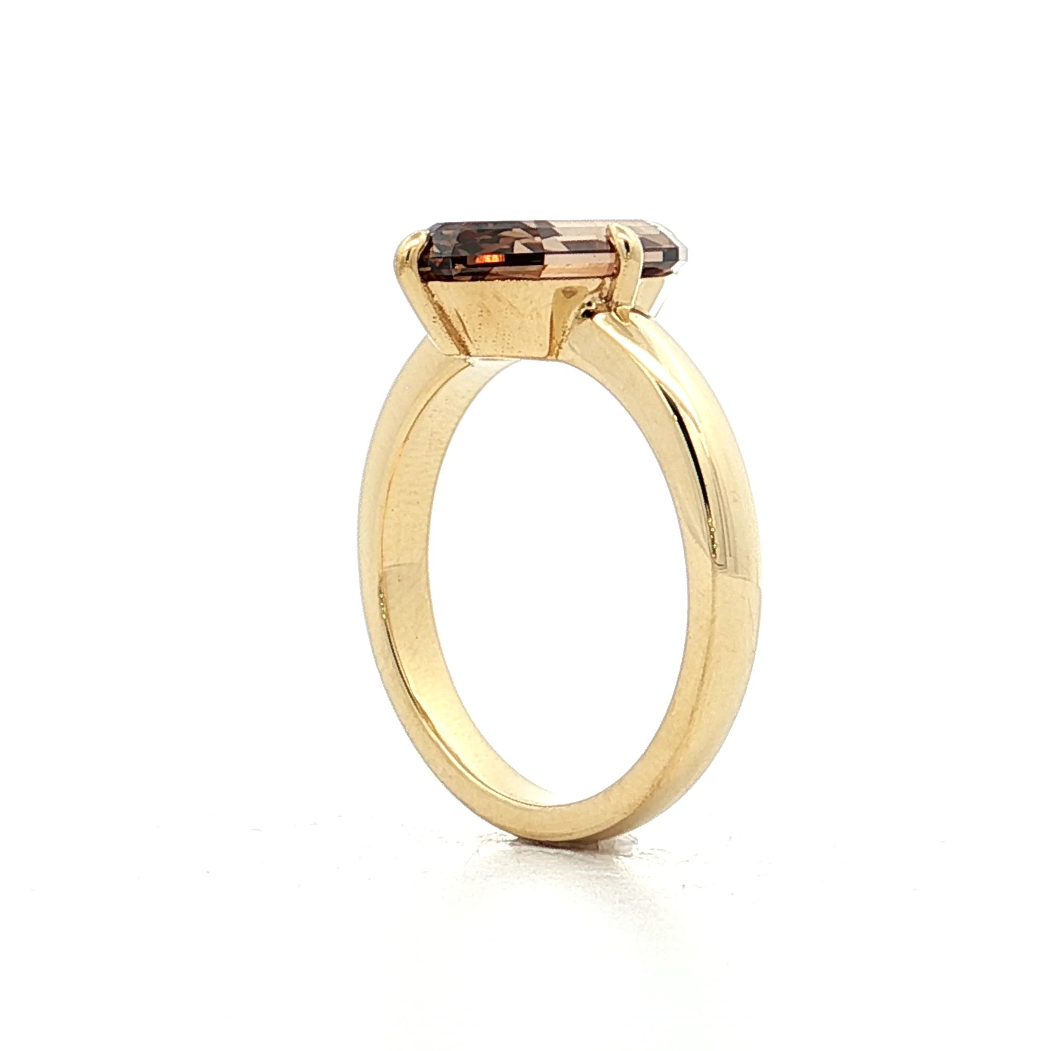 3.58 Oval Step Cut Cognac Diamond 18k Yellow Gold - Image 5