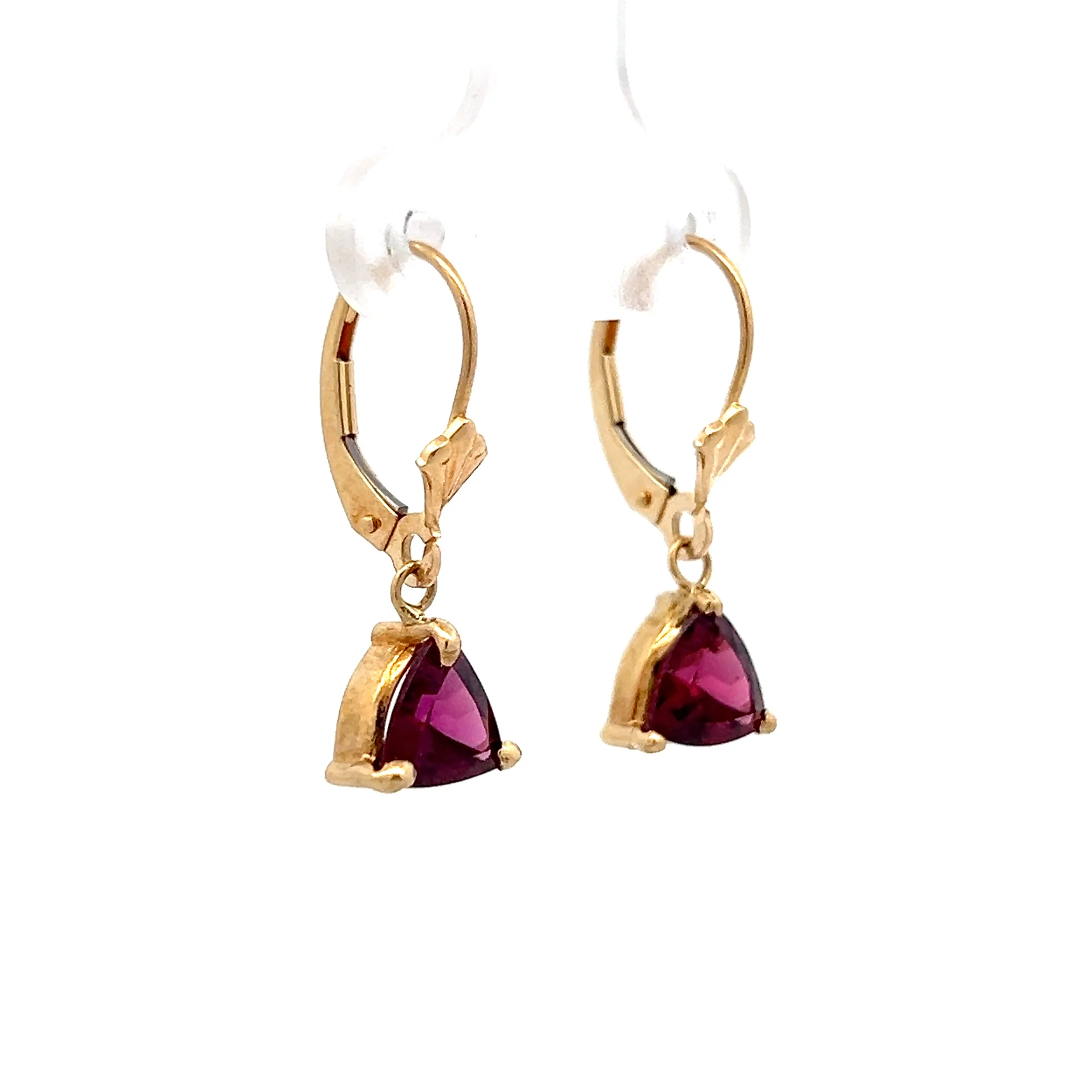 3.58 Trillion Garnet Drop Earrings in 14k Yellow Gold - Image 3