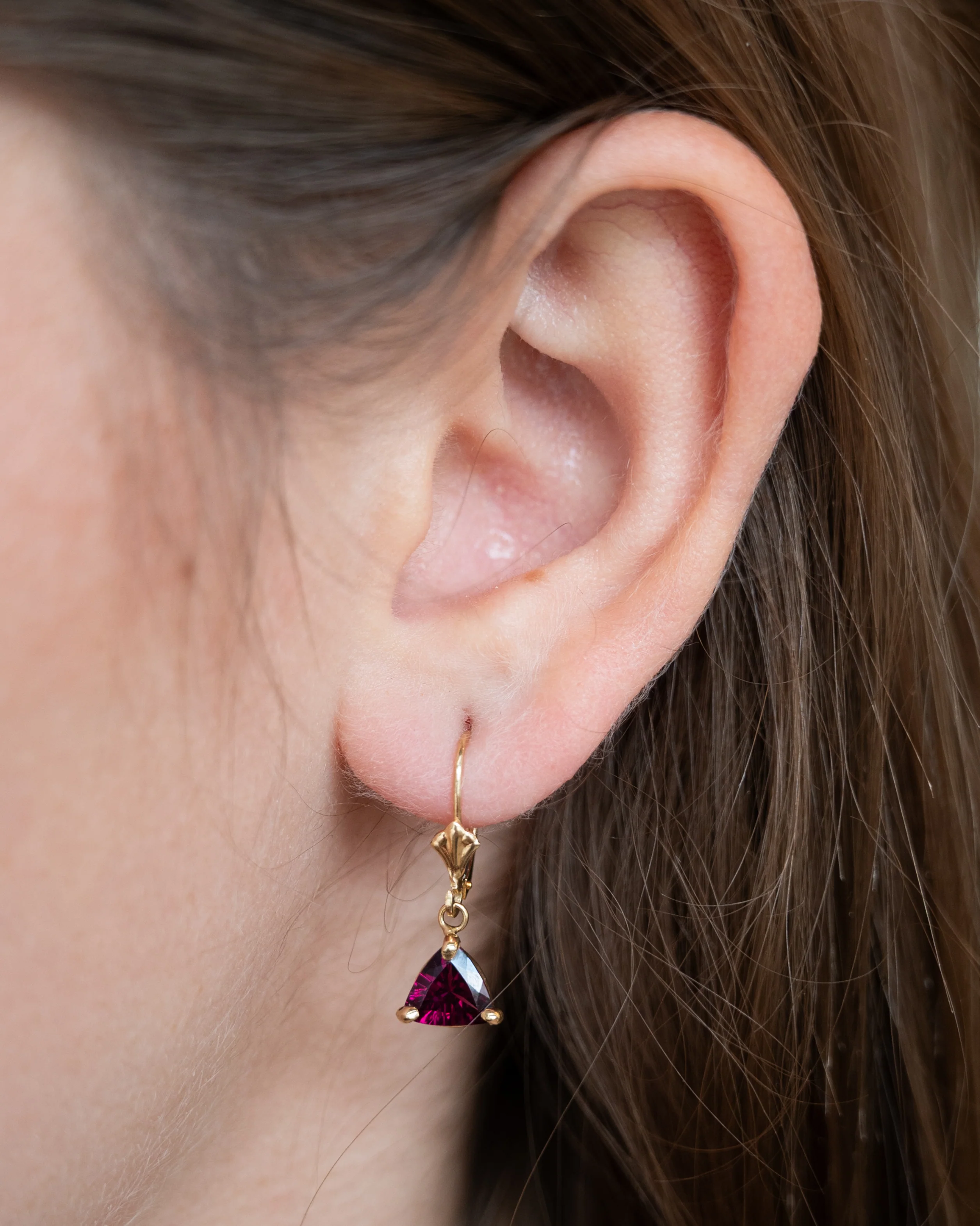 3.58 Trillion Garnet Drop Earrings in 14k Yellow Gold - Image 4