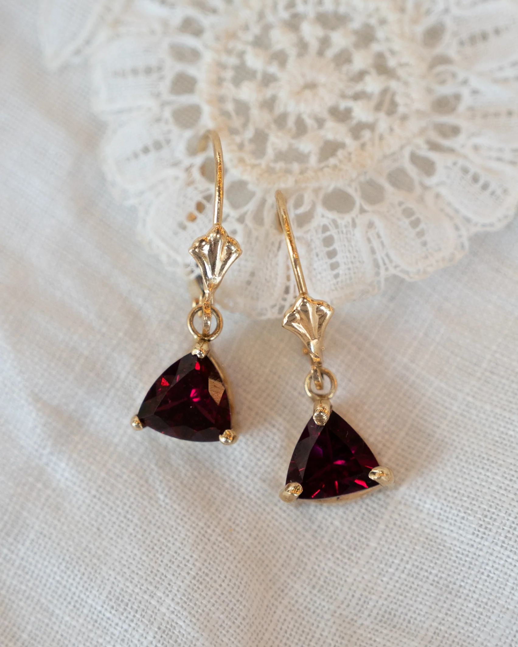 3.58 Trillion Garnet Drop Earrings in 14k Yellow Gold - Image 5