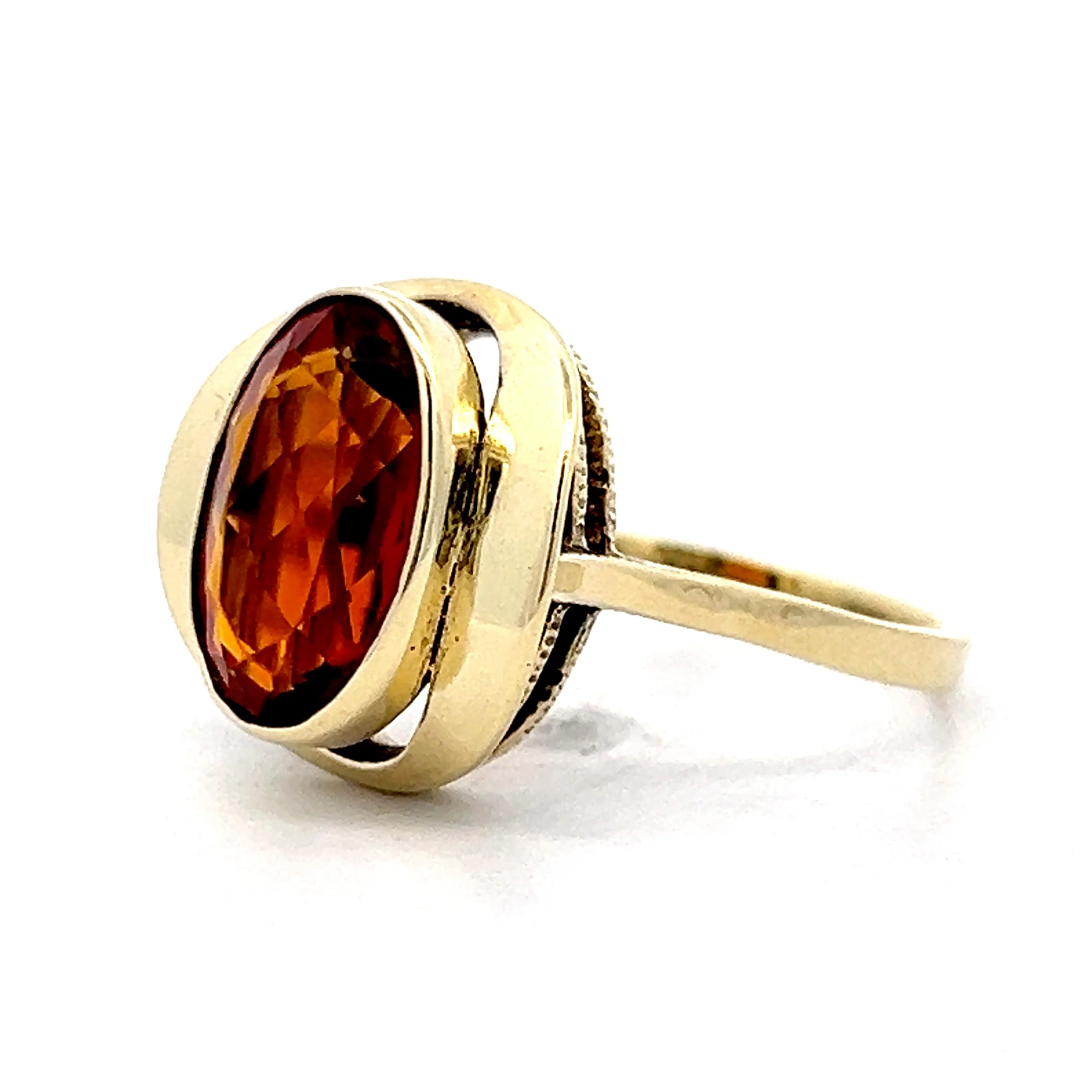 3.59 Citrine Bezel Cocktail Ring in 14k Yellow Gold - Image 2