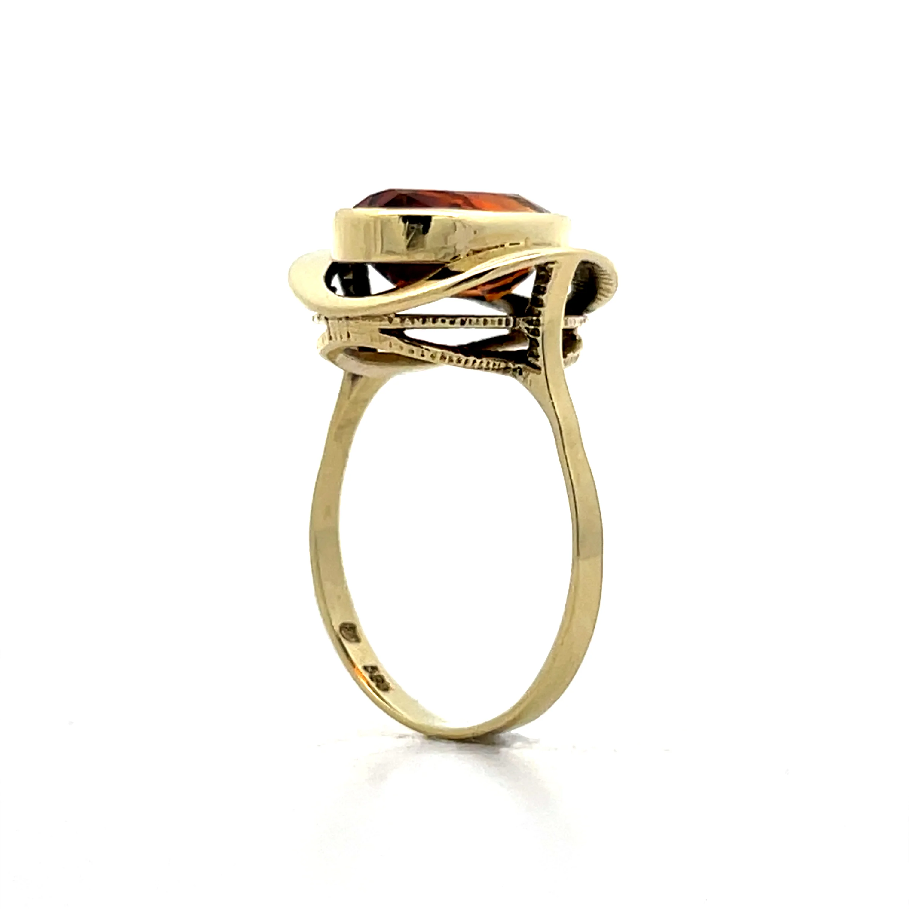 3.59 Citrine Bezel Cocktail Ring in 14k Yellow Gold - Image 5