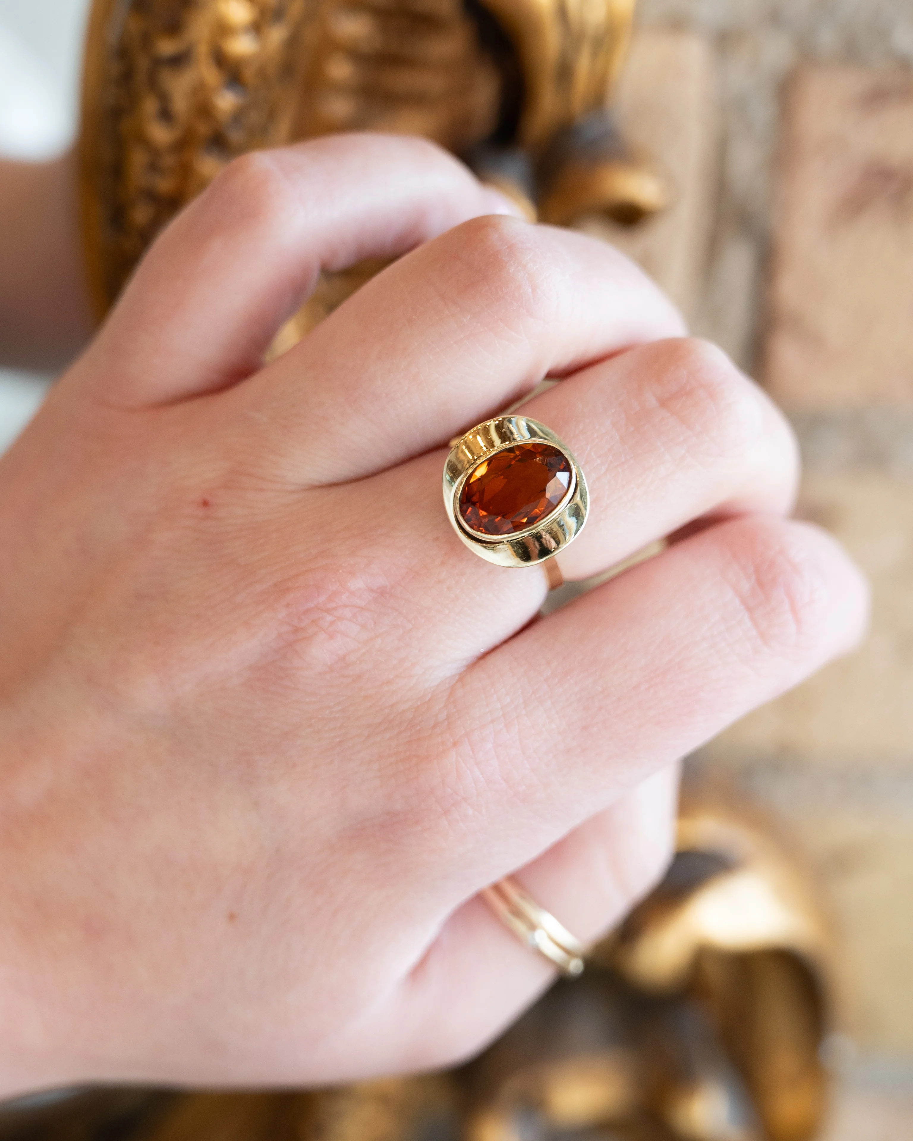 3.59 Citrine Bezel Cocktail Ring in 14k Yellow Gold - Image 7