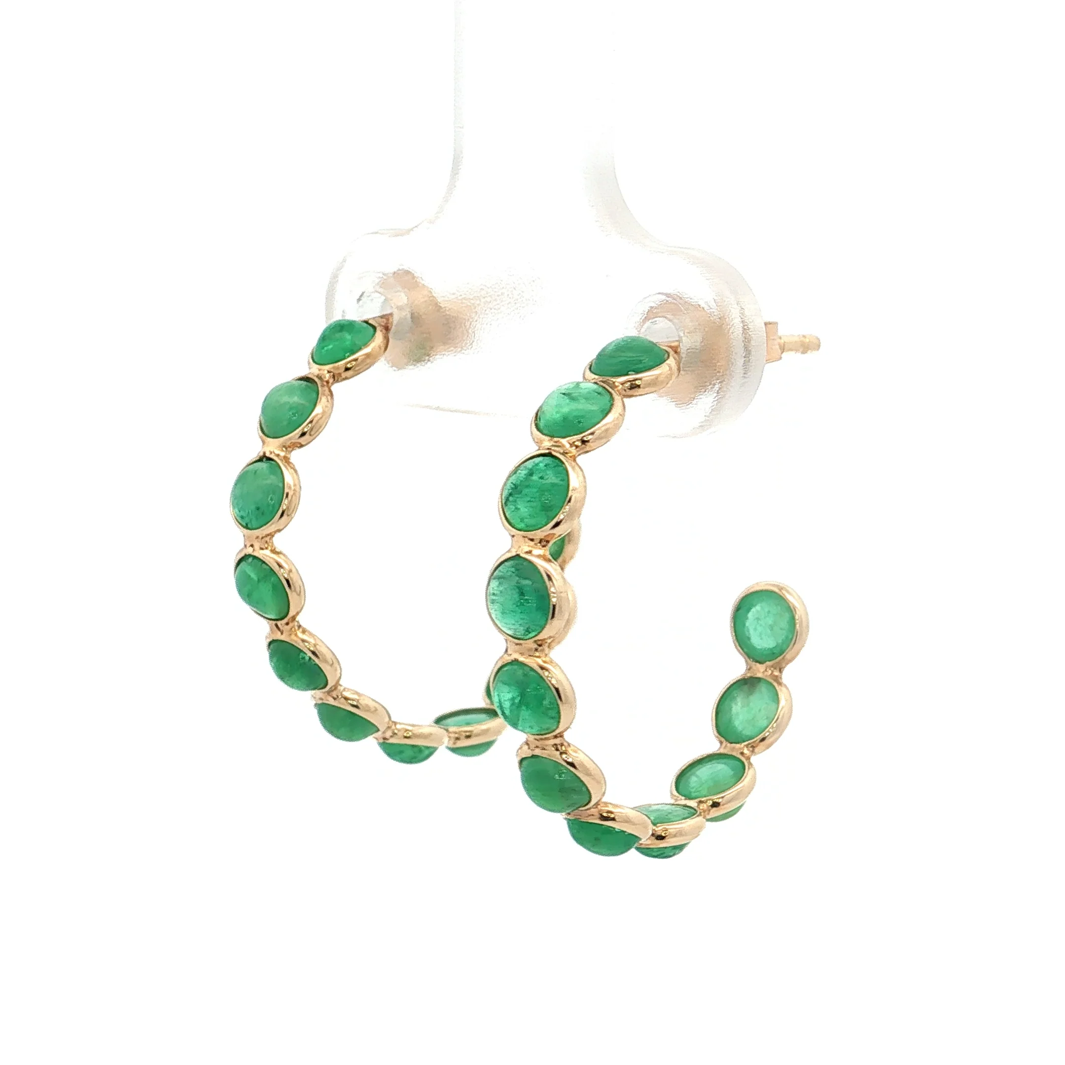 3.60 Bezel Emerald Hoop Earrings 14k Yellow Gold - Image 2