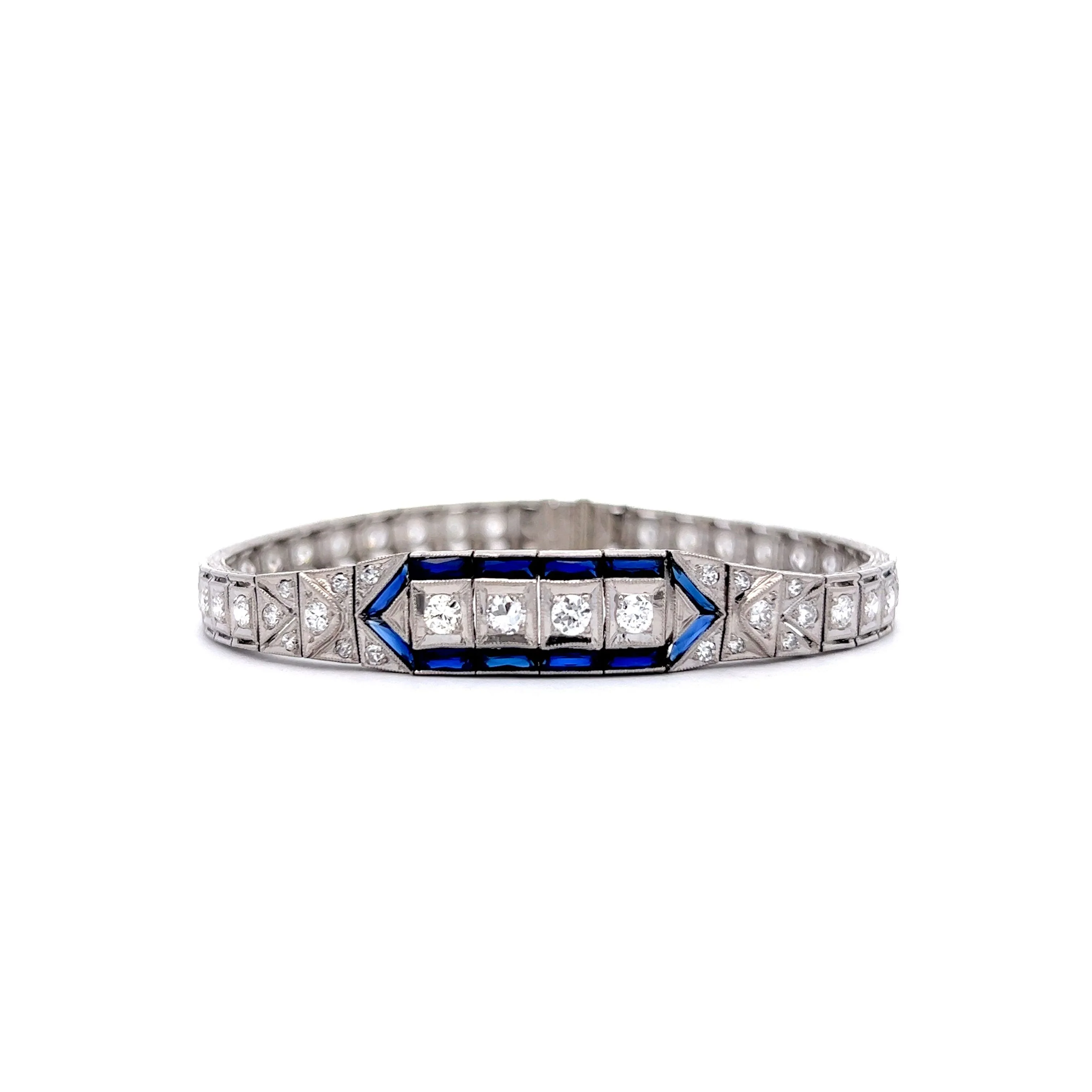 Antique Art Deco Sapphire Bracelet in 14k White Gold