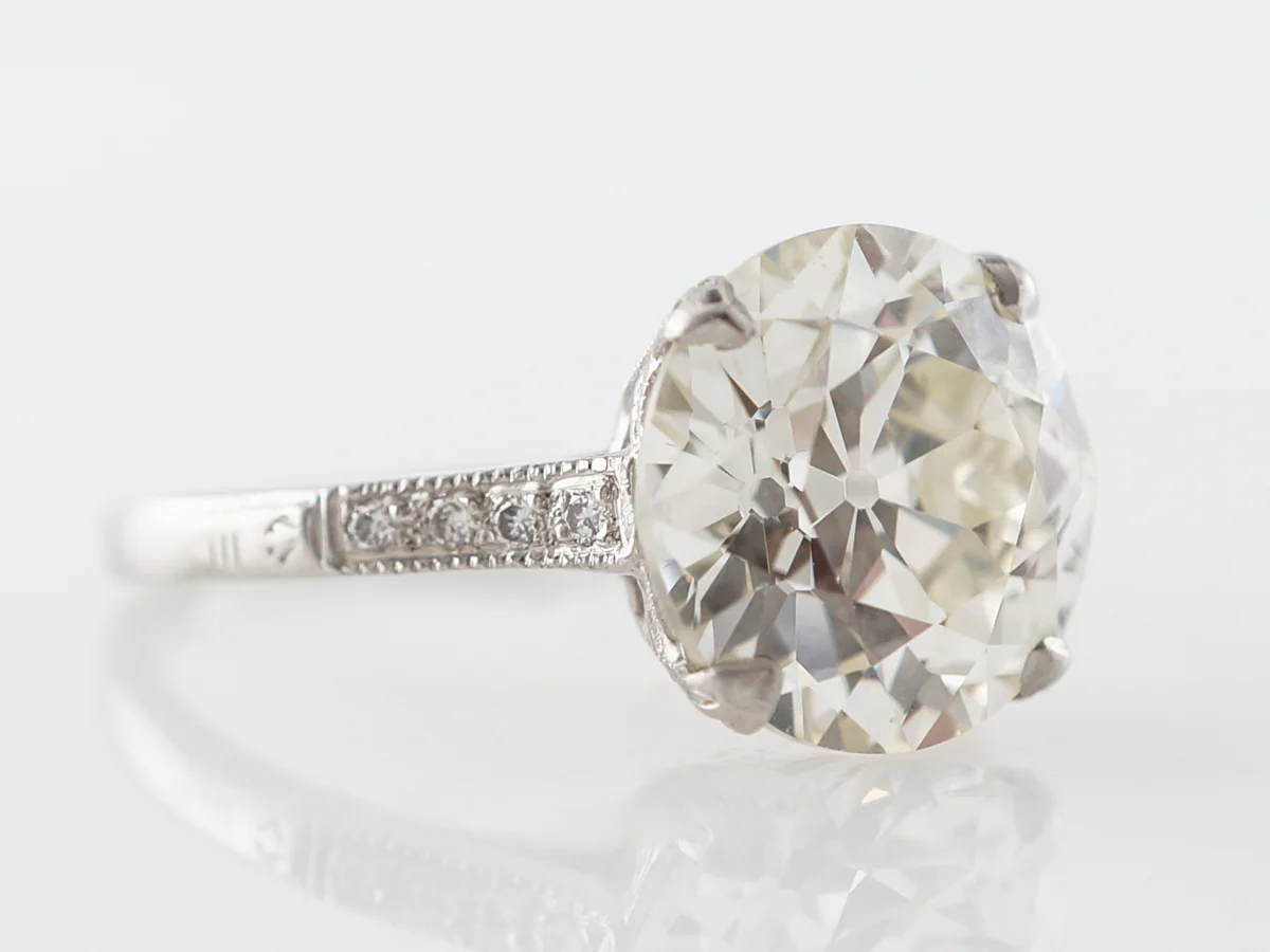 3.60 Carat European Cut Diamond Engagement Ring Platinum - Image 3