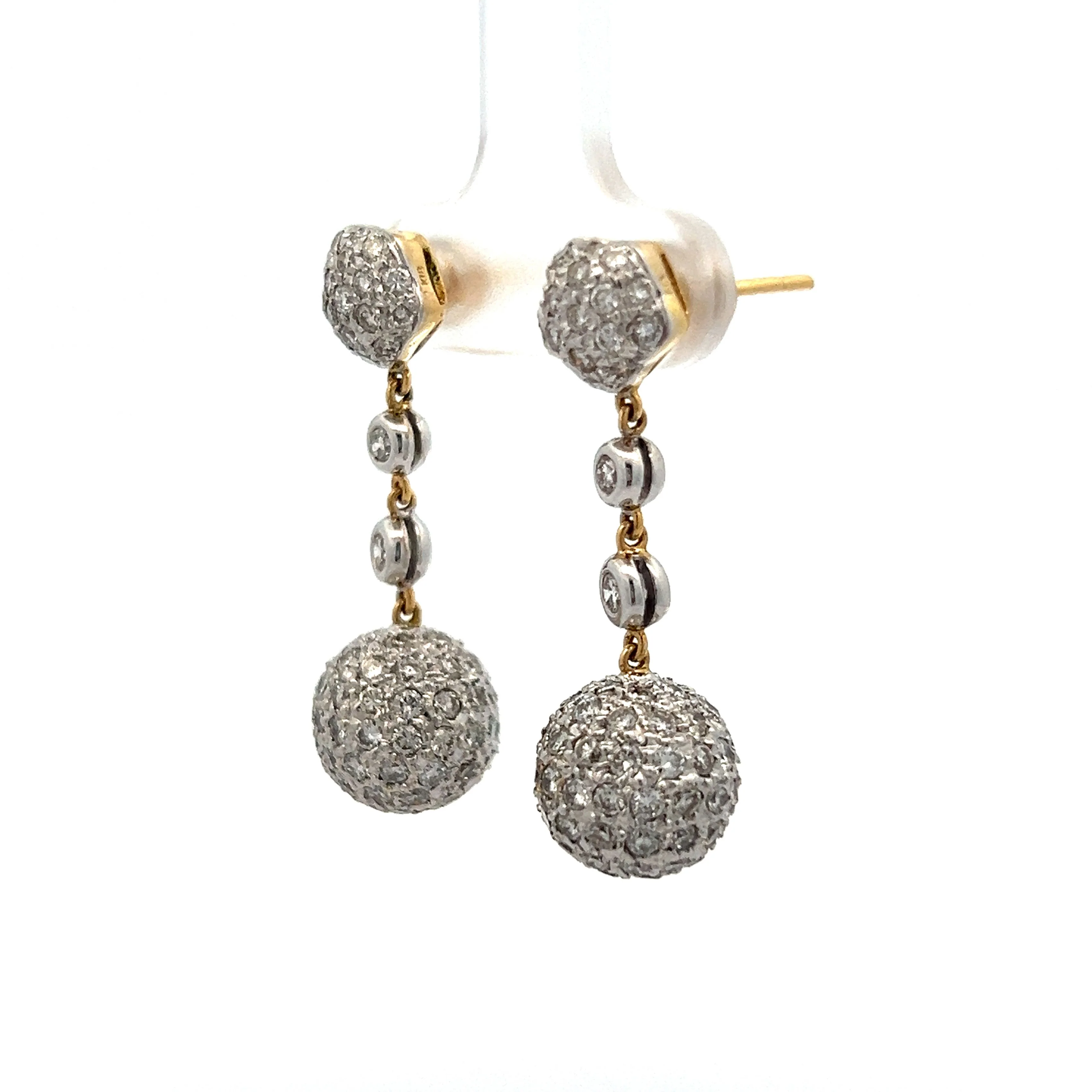 3.63 Round Diamond Drop Earring in 18k White Gold - Image 2
