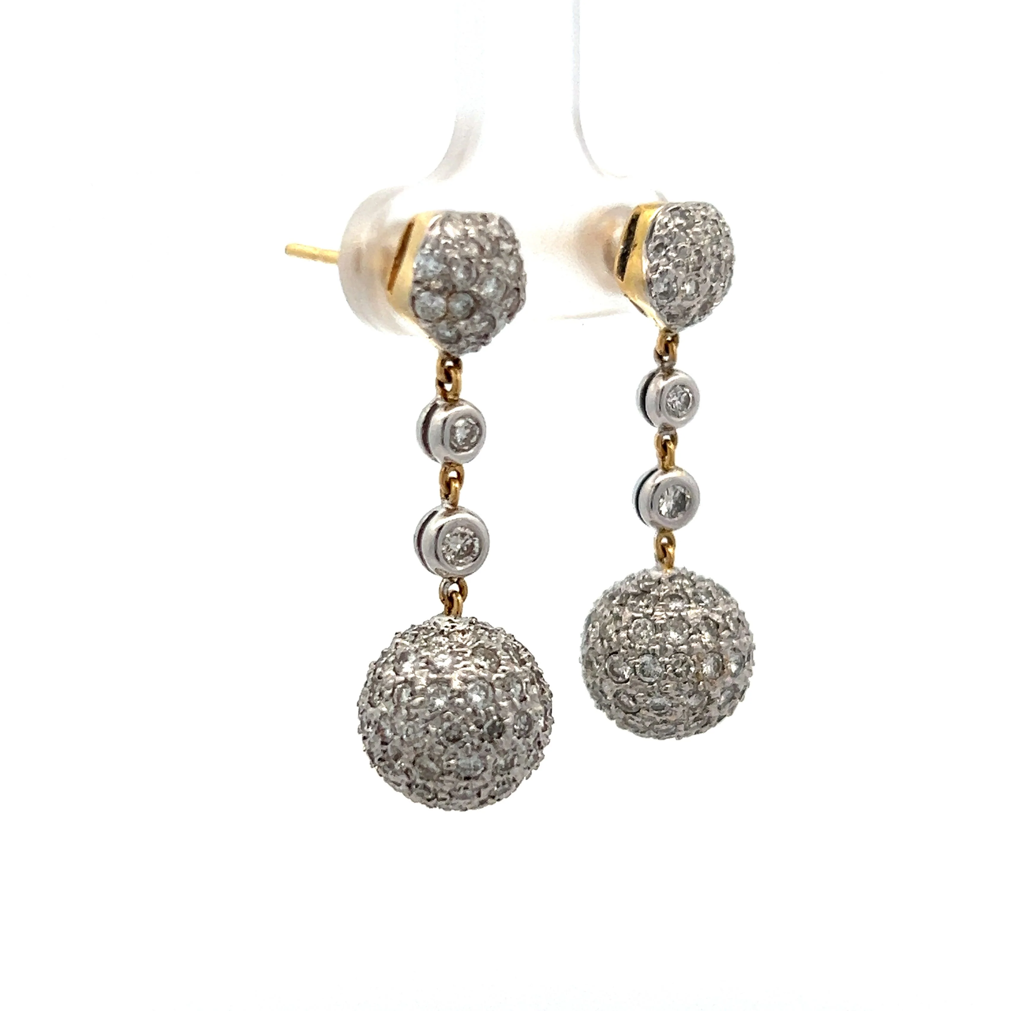 3.63 Round Diamond Drop Earring in 18k White Gold - Image 3