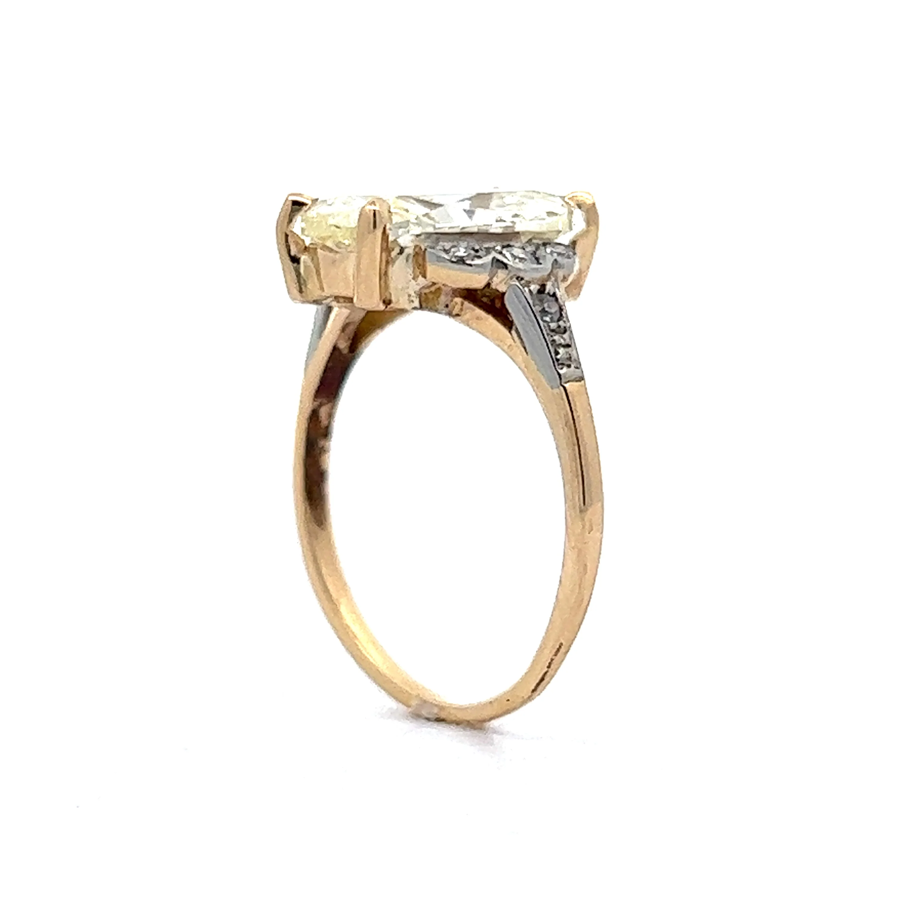 3 Carat Edwardian Cushion Cut Engagement Ring in 14k Yellow & White Gold - Image 5
