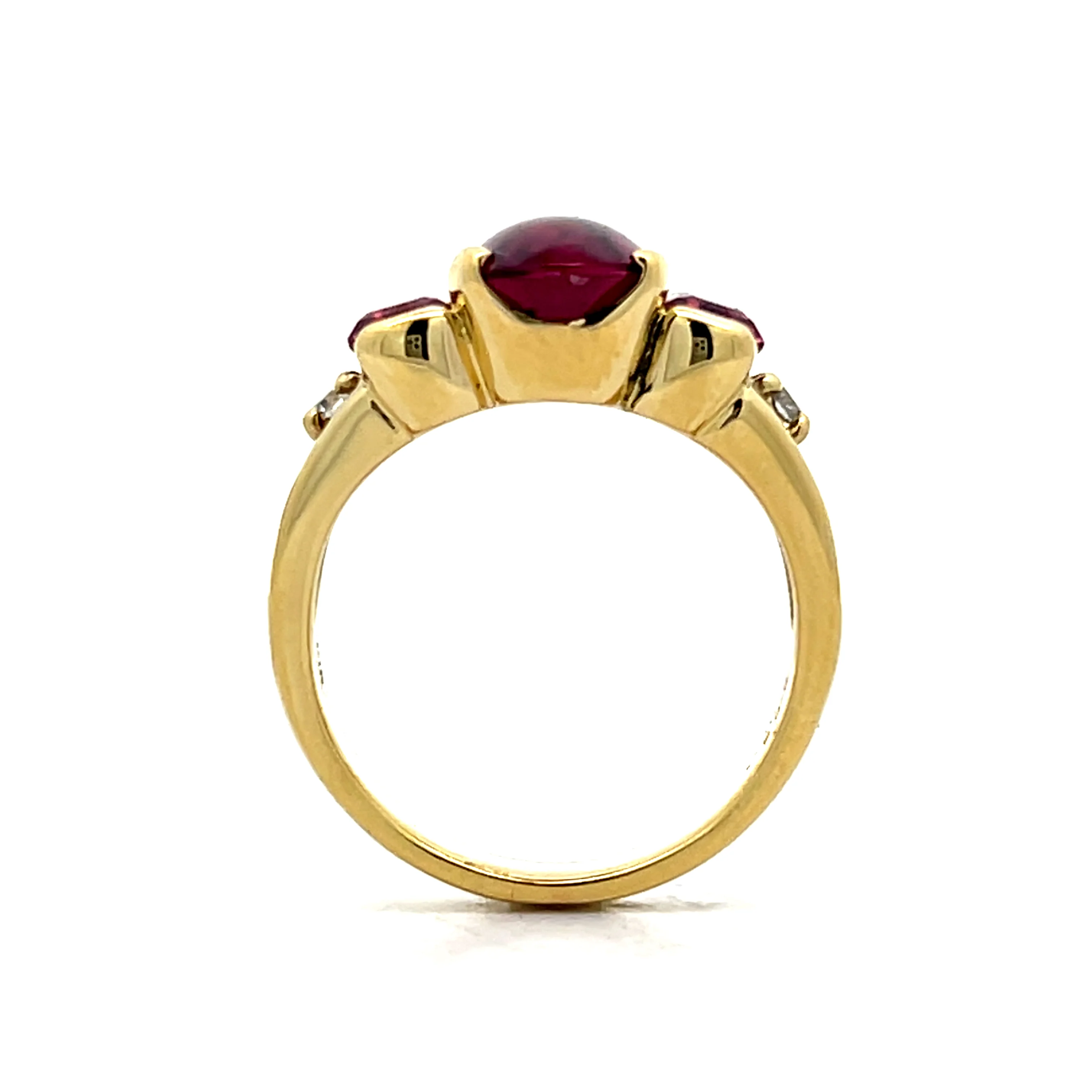 3.68 Cabochon Garnet Cocktail Ring in 18k Yellow Gold - Image 4