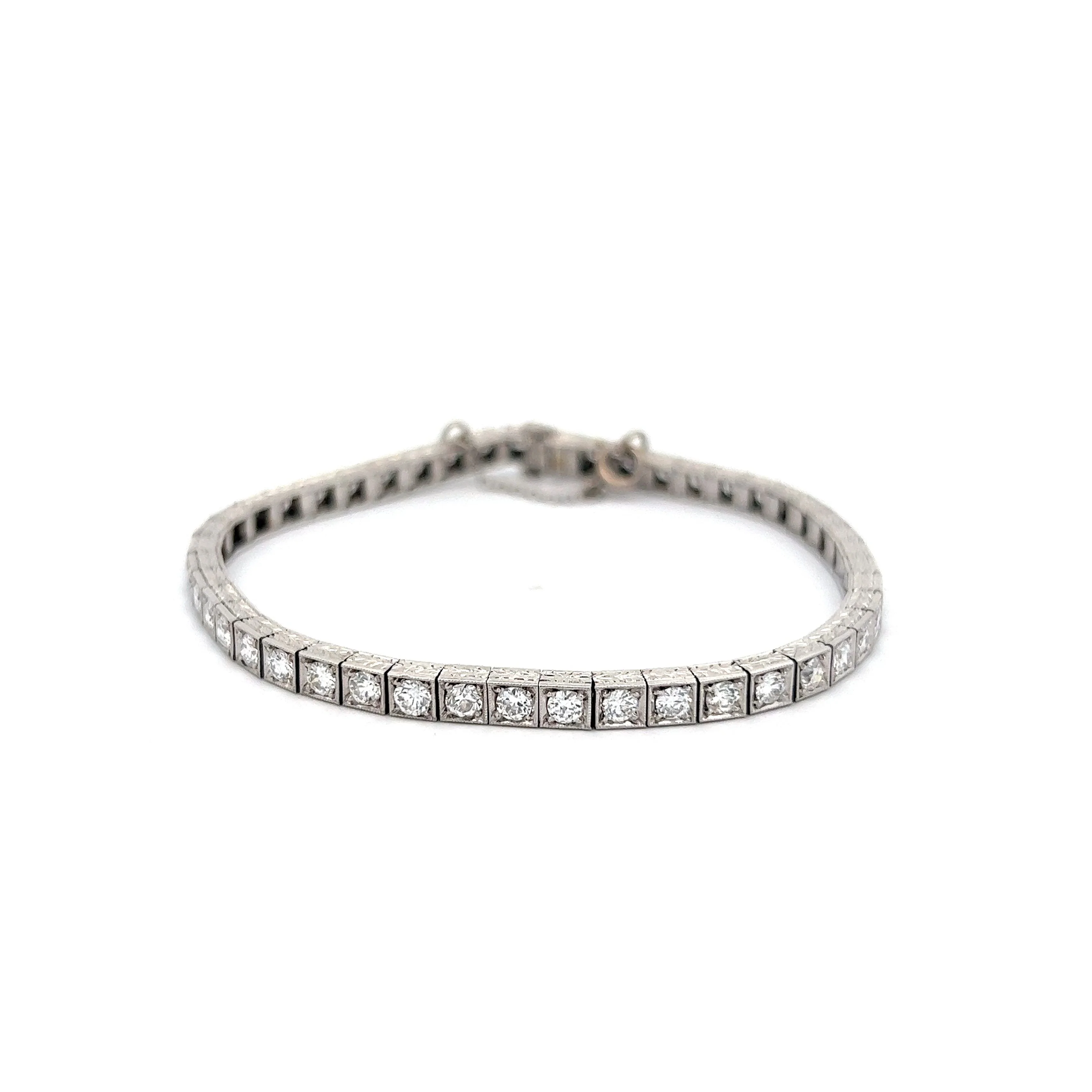3.68 Old European Diamond Bracelet in Platinum