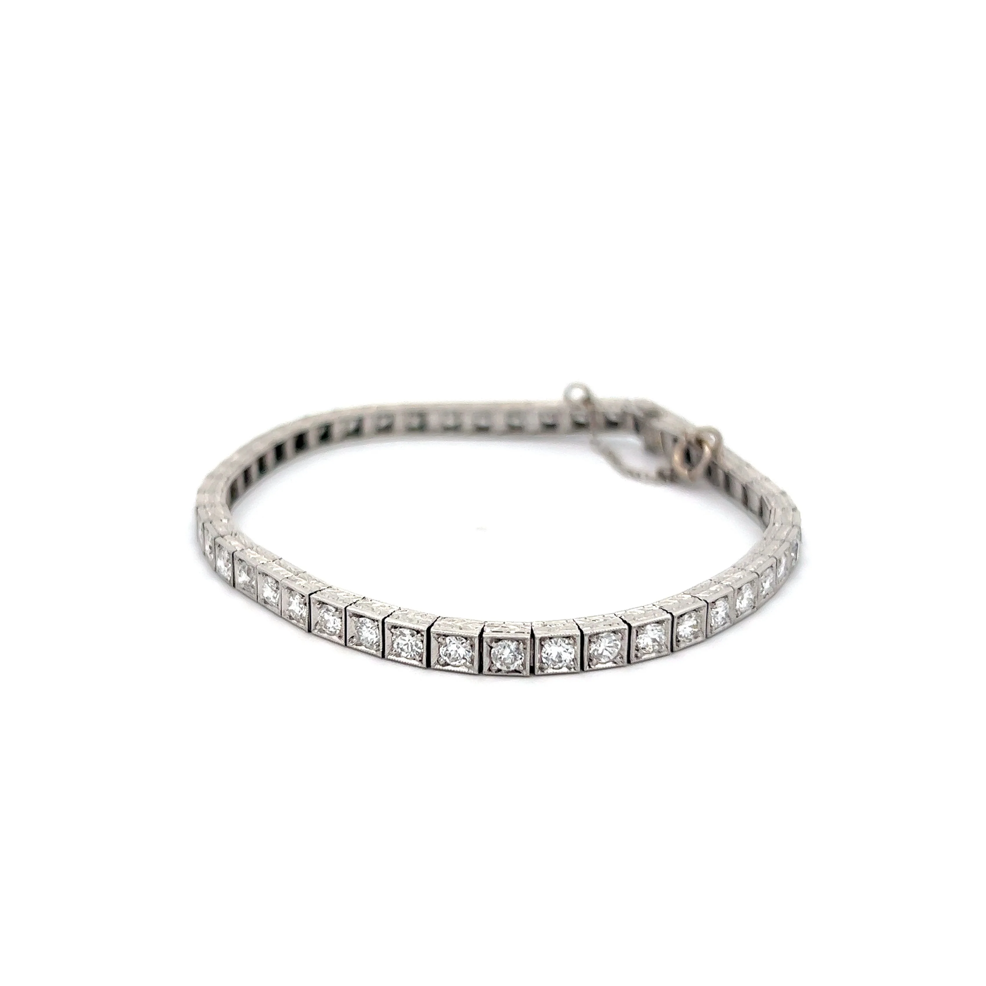 3.68 Old European Diamond Bracelet in Platinum - Image 2