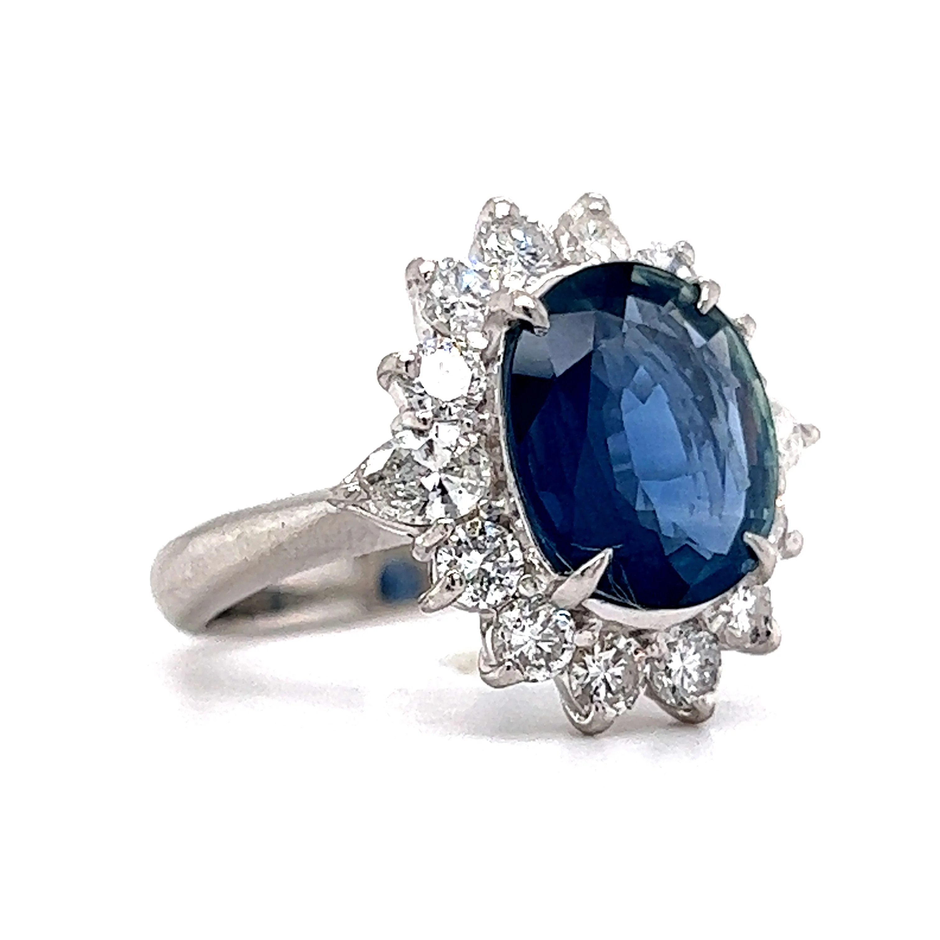3.72 Oval Cut Sapphire & Diamond Halo Ring in Platinum - Image 3