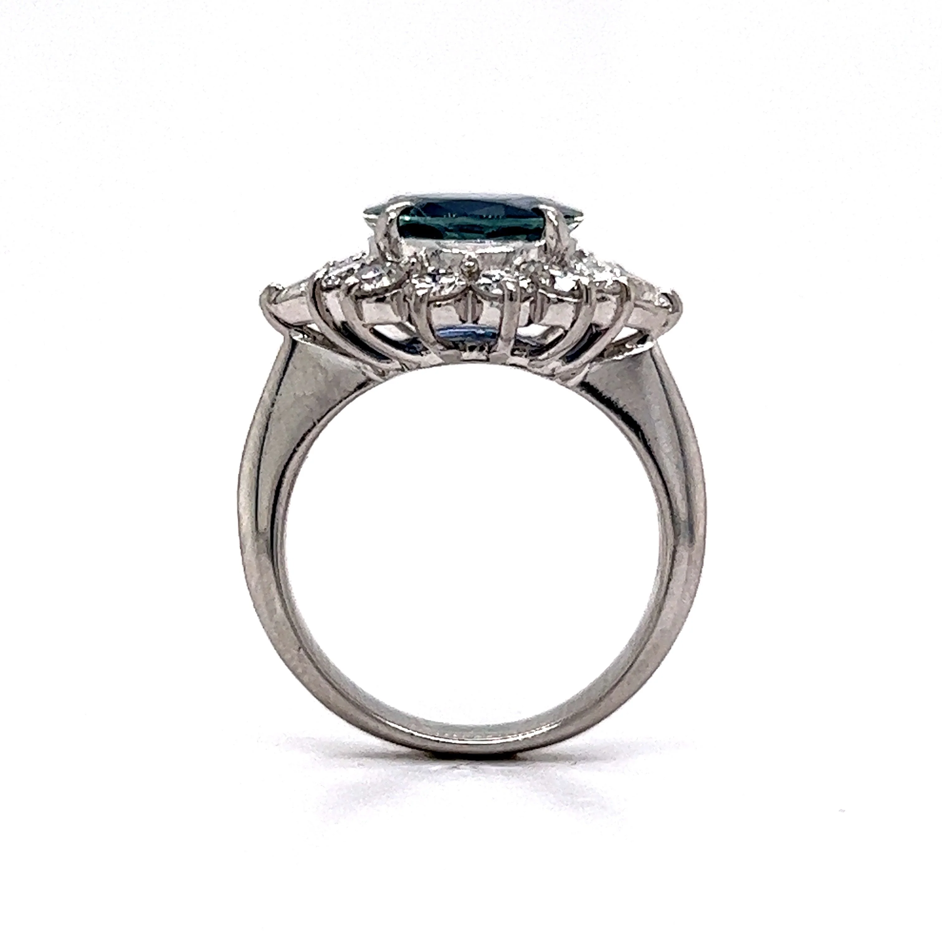 3.72 Oval Cut Sapphire & Diamond Halo Ring in Platinum - Image 4